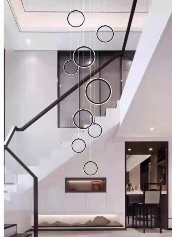 Závesná Led Lampa Kolesá 10 Ring Ø20CM Čierna +diaľkový Ovládač