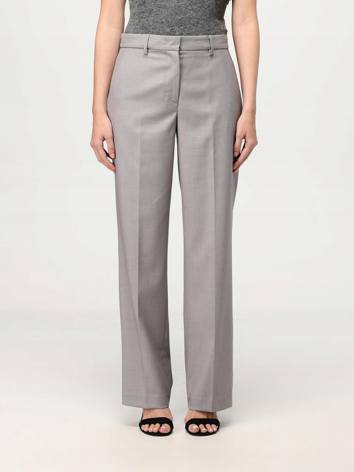 Liu Jo Šedé Rovné Kalhoty S Okrajem (M)