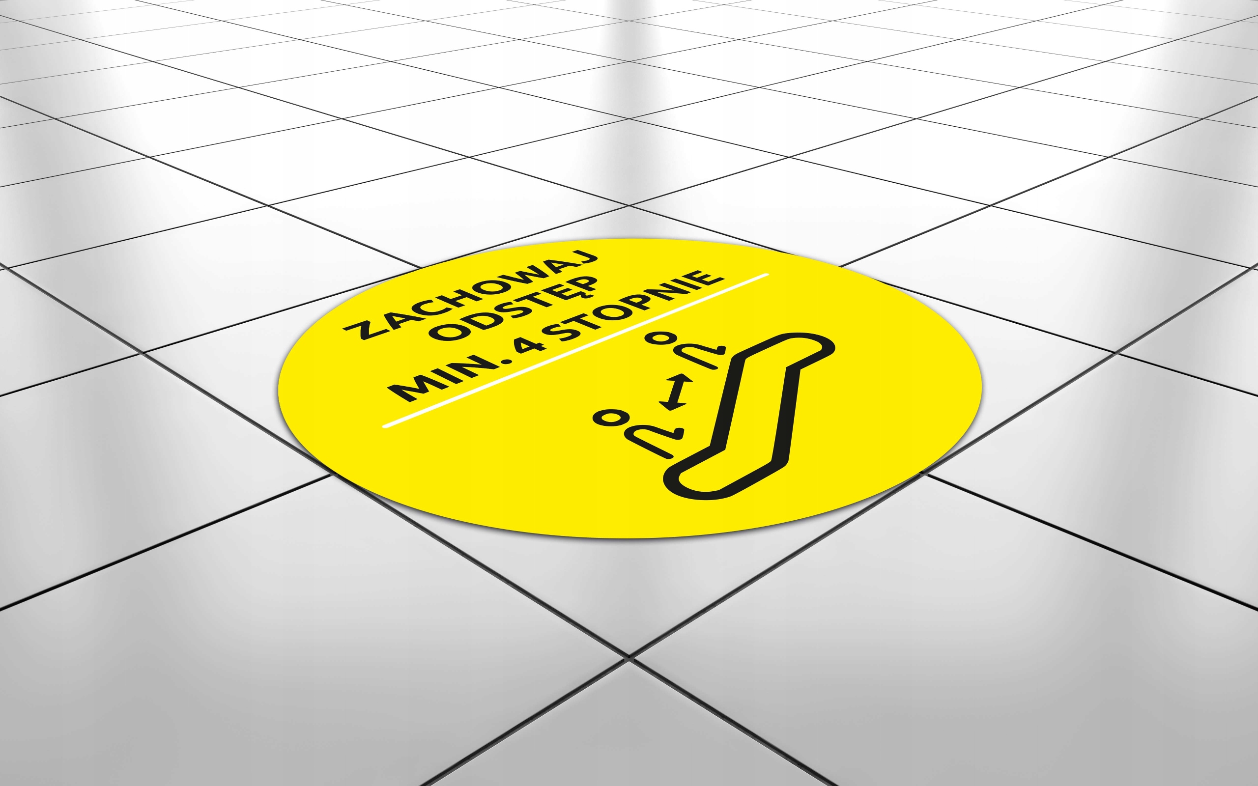 NAKLEJKA 30 cm ZACHOWAJ ODSTĘP min. 4 STOPNIE Kod producenta alejestudio_bhp