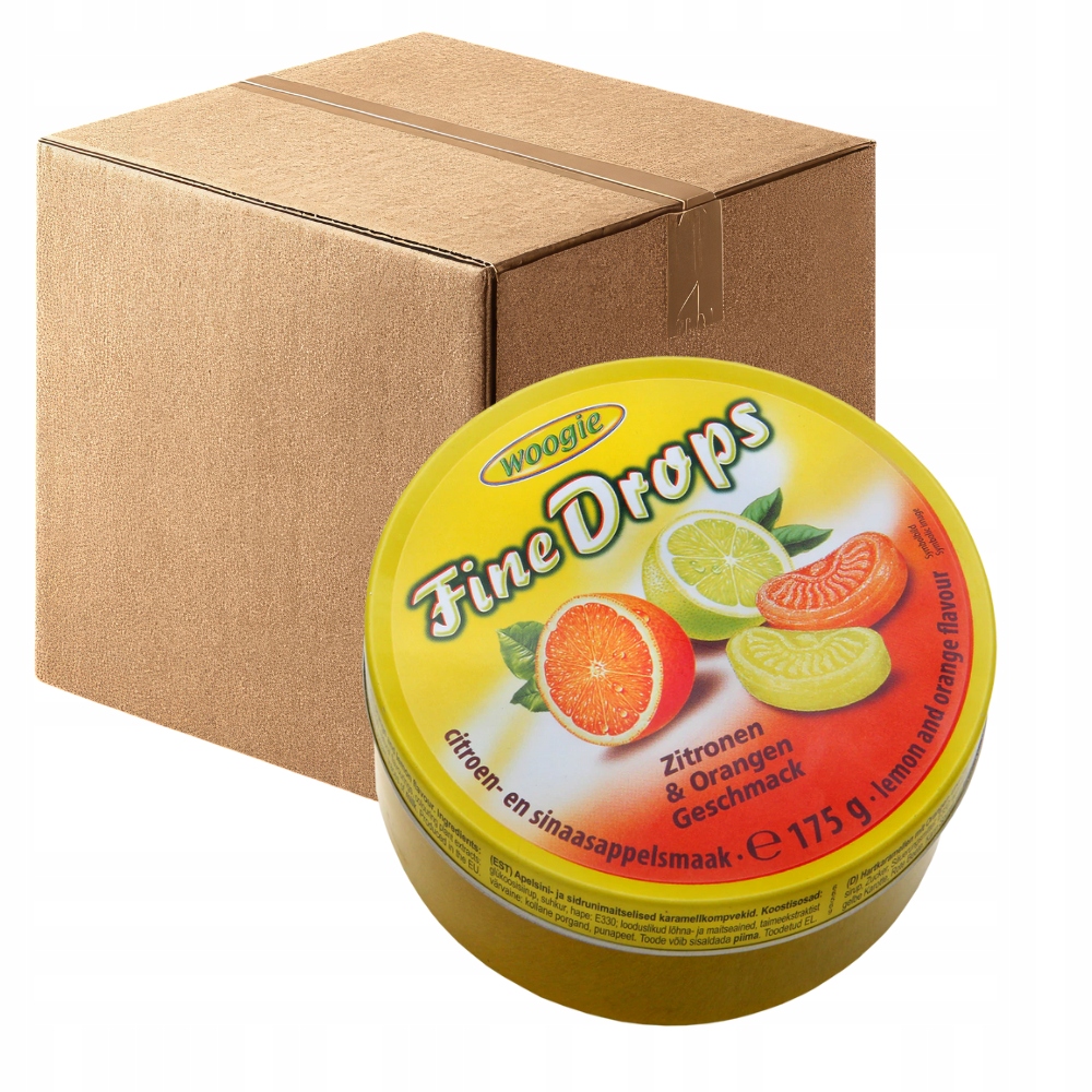 Levně Woogie Landrynky v plechovce Citronovo-Pomerančové 10x175 g