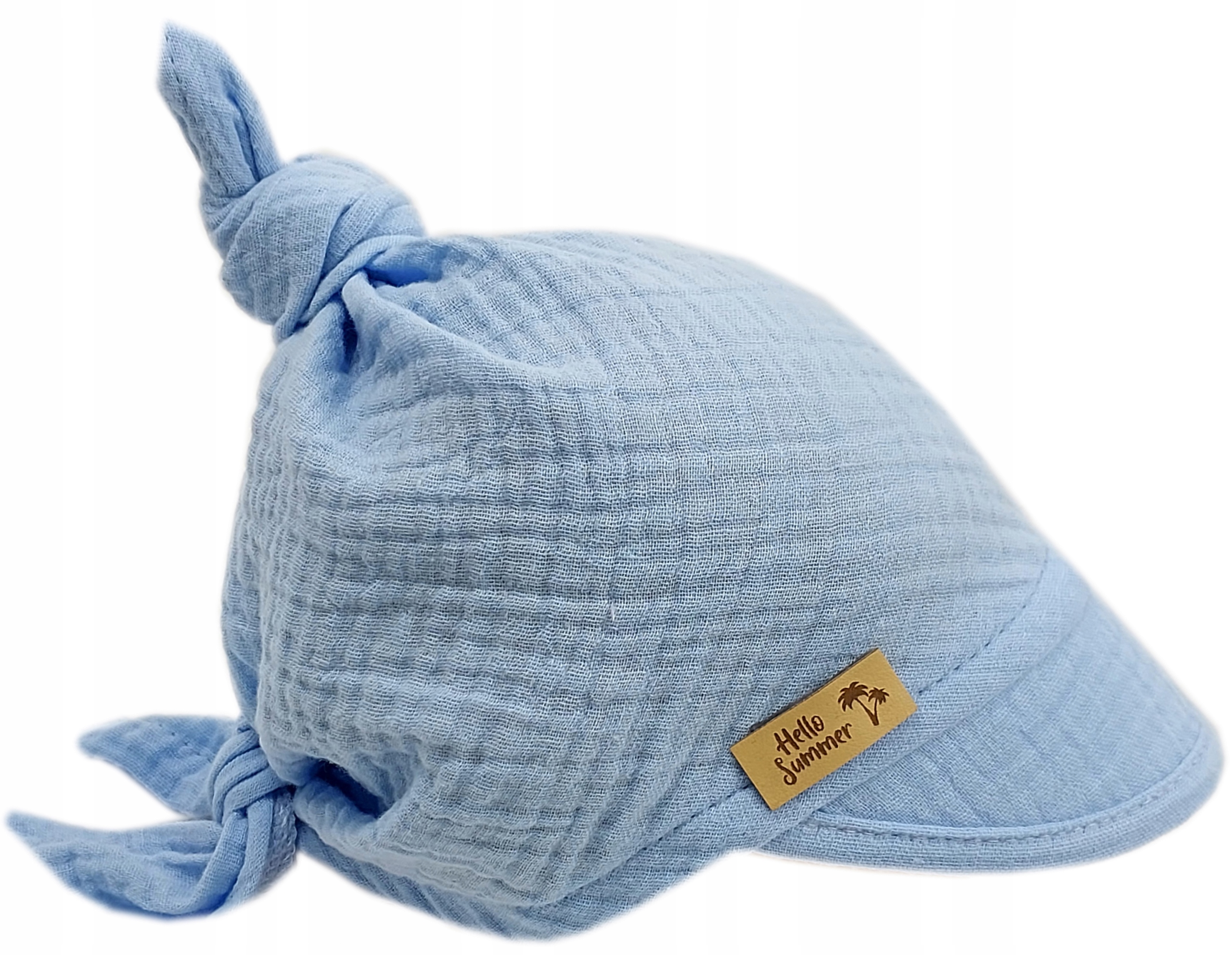 CHUSTKA Z DASZKIEM NA LATO MUŚLINOWA DOUBLE GAZE BLUE