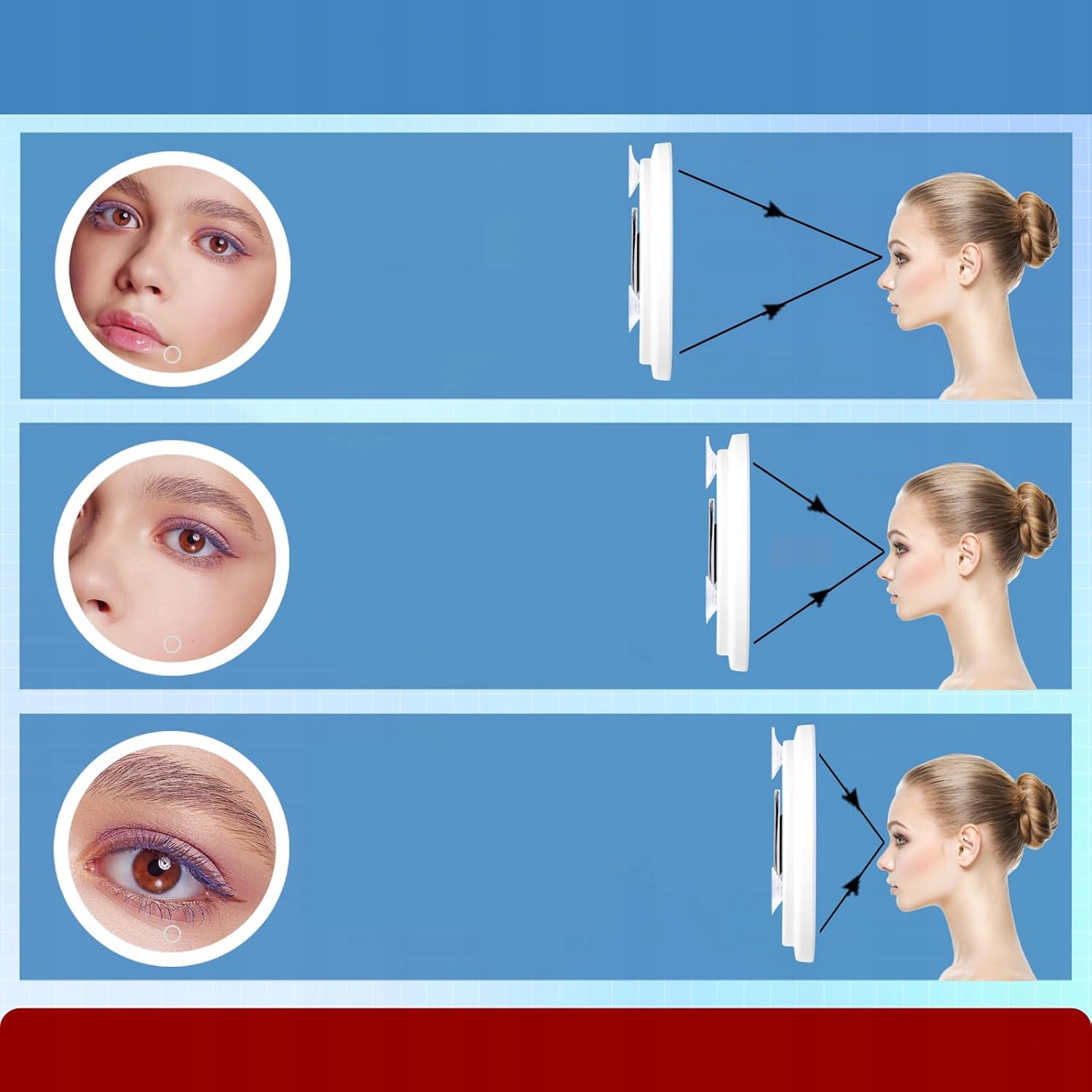 MULTIFUNKCIÓS TÜKÖR, NAGYÍTÓS SMINKTÜKÖR LED VILÁGÍTÁSSAL Nagyítás 20x