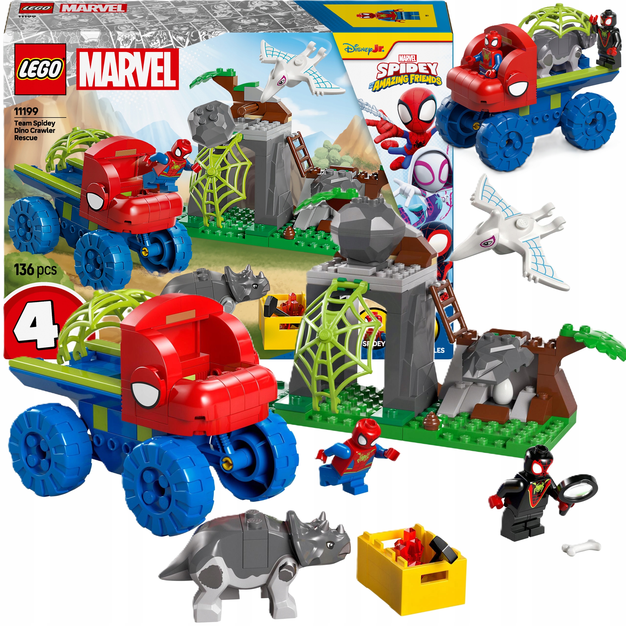 Klocki Lego 11199 Marvel Misja Ratunkowa Zespołu Spidey'ego W Dinoterenówce