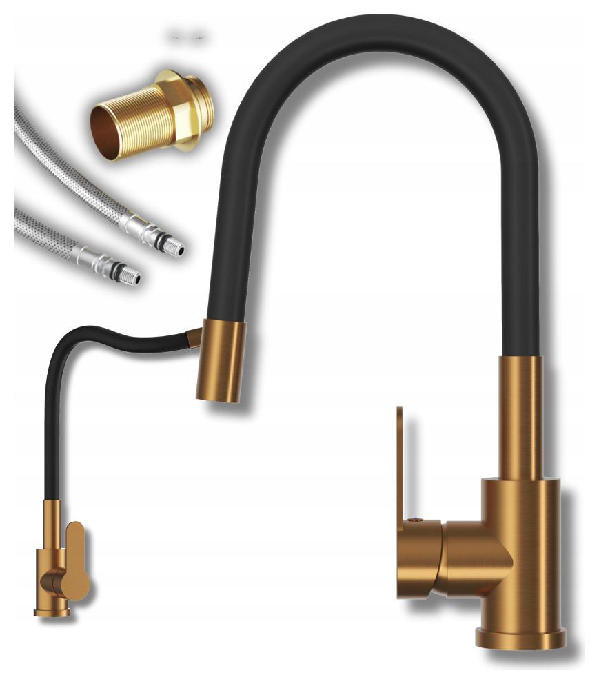 Kuchyňská Baterie Rose Brushed Gold Zlatá Flexibilní Kohoutek Do Dřezu Grado