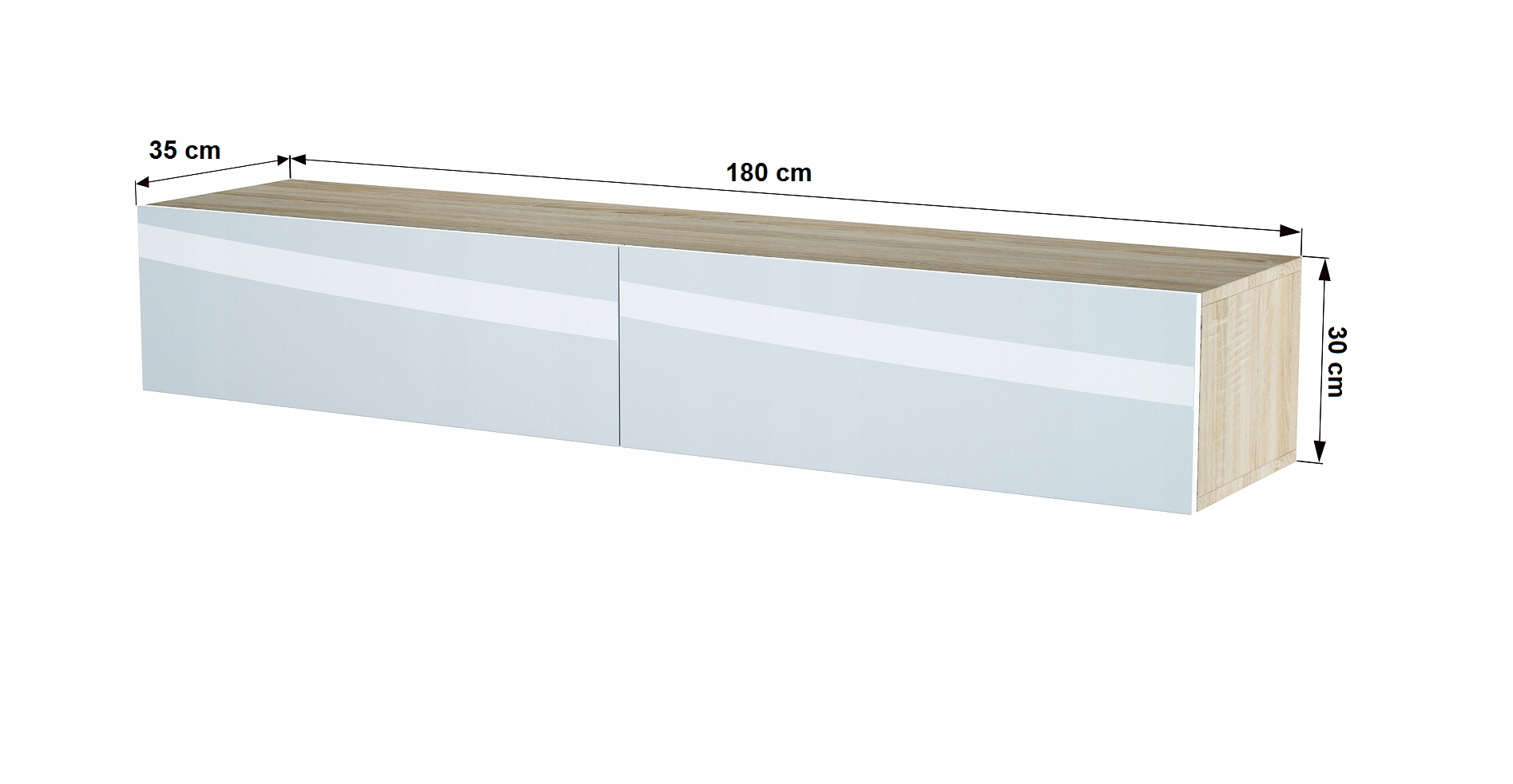 SZAFKA WISZĄCA RTV 180 CM DĄB WOTAN/ POŁYSK/ MAT Kolekcja KLIO