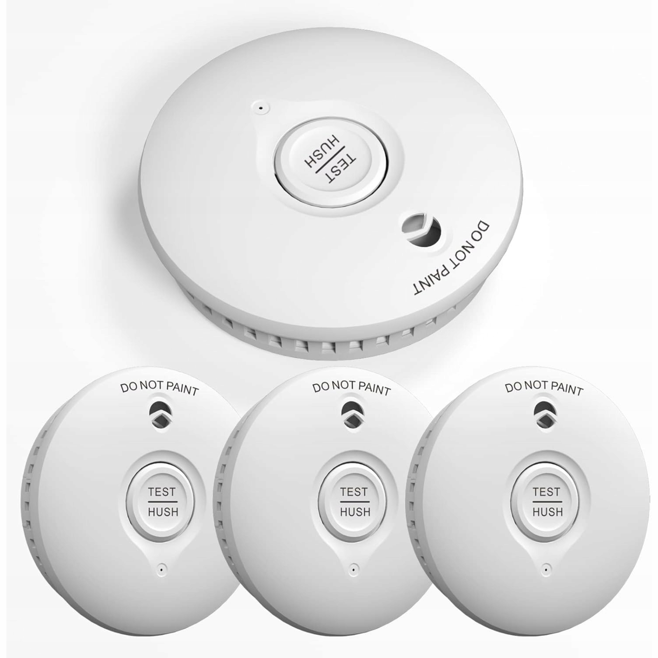 Snímač dymu 10 rokov batérie Alarm 85 dB Din, sada 4 kusov