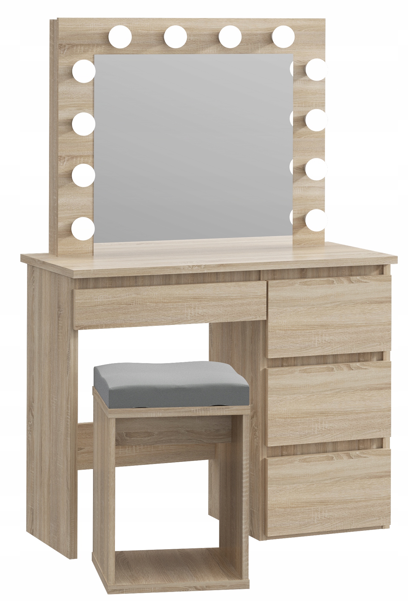 Toaletka kosmetyczna Beta 12 Led Taboret Sonoma