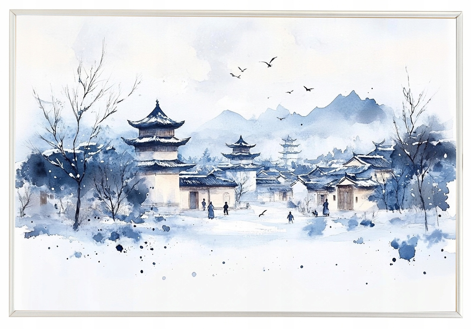 Plakát Rámeček Rámem, Grafika, Asie, Čínská Čtvrť, Pagoda, Zima, 60x40