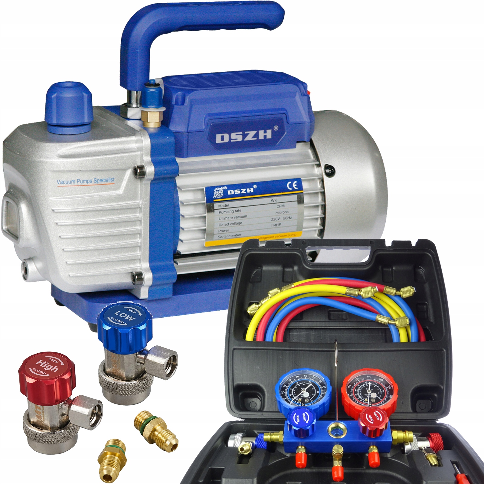 Pompa próżniowa manometry R134a gotowy zestaw