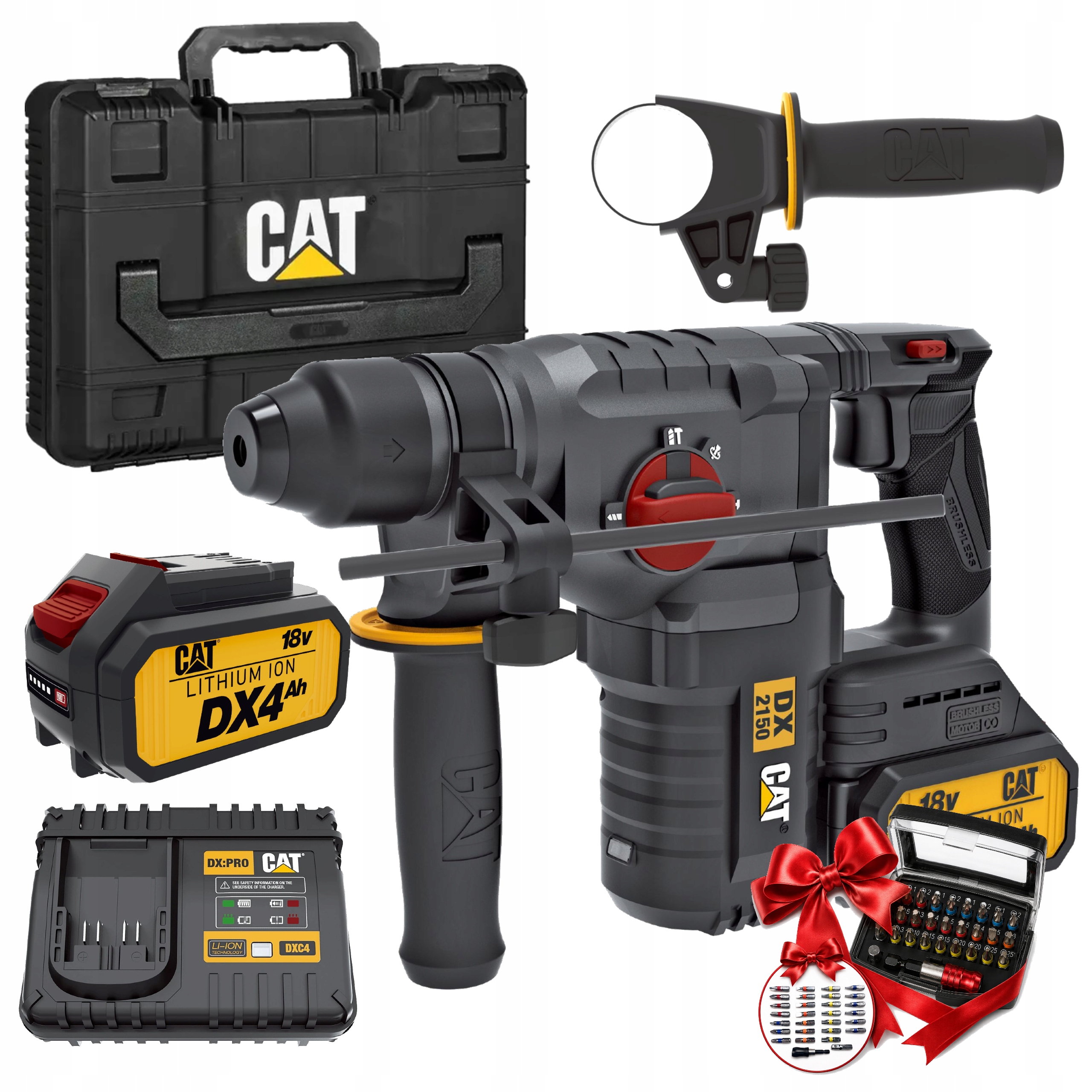 Młot udarowo-obrotowy akumulatorowy Cat DX2150 Sds Plus 18V 2x4Ah