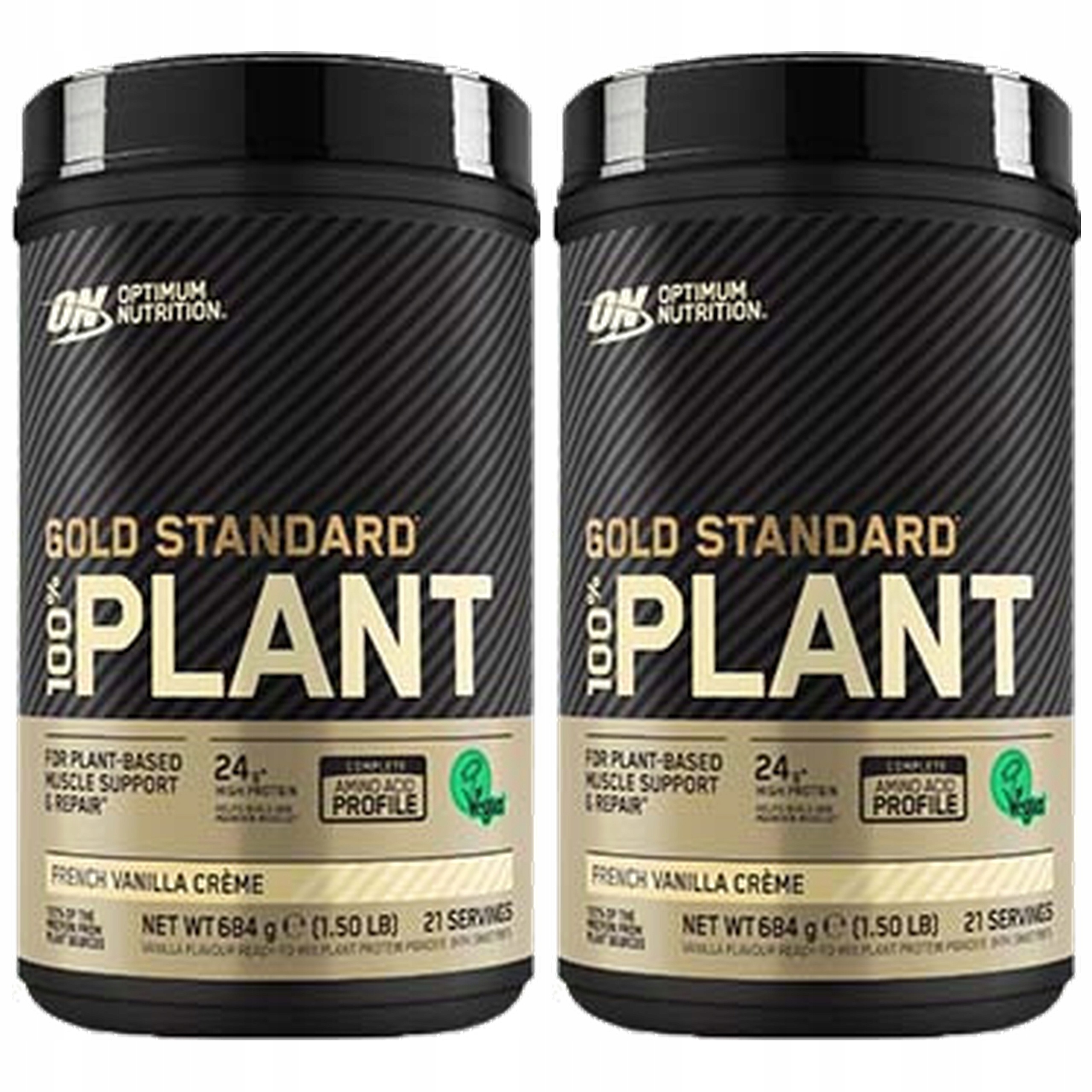 2x Rostlinné bílkoviny Optimum Gold Standard Plant 684 g Vanilka Veganské