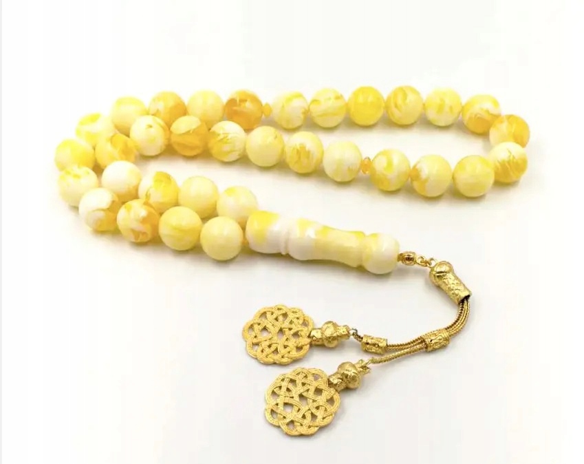 Jantarový turecký růženec s kovovým střapcem