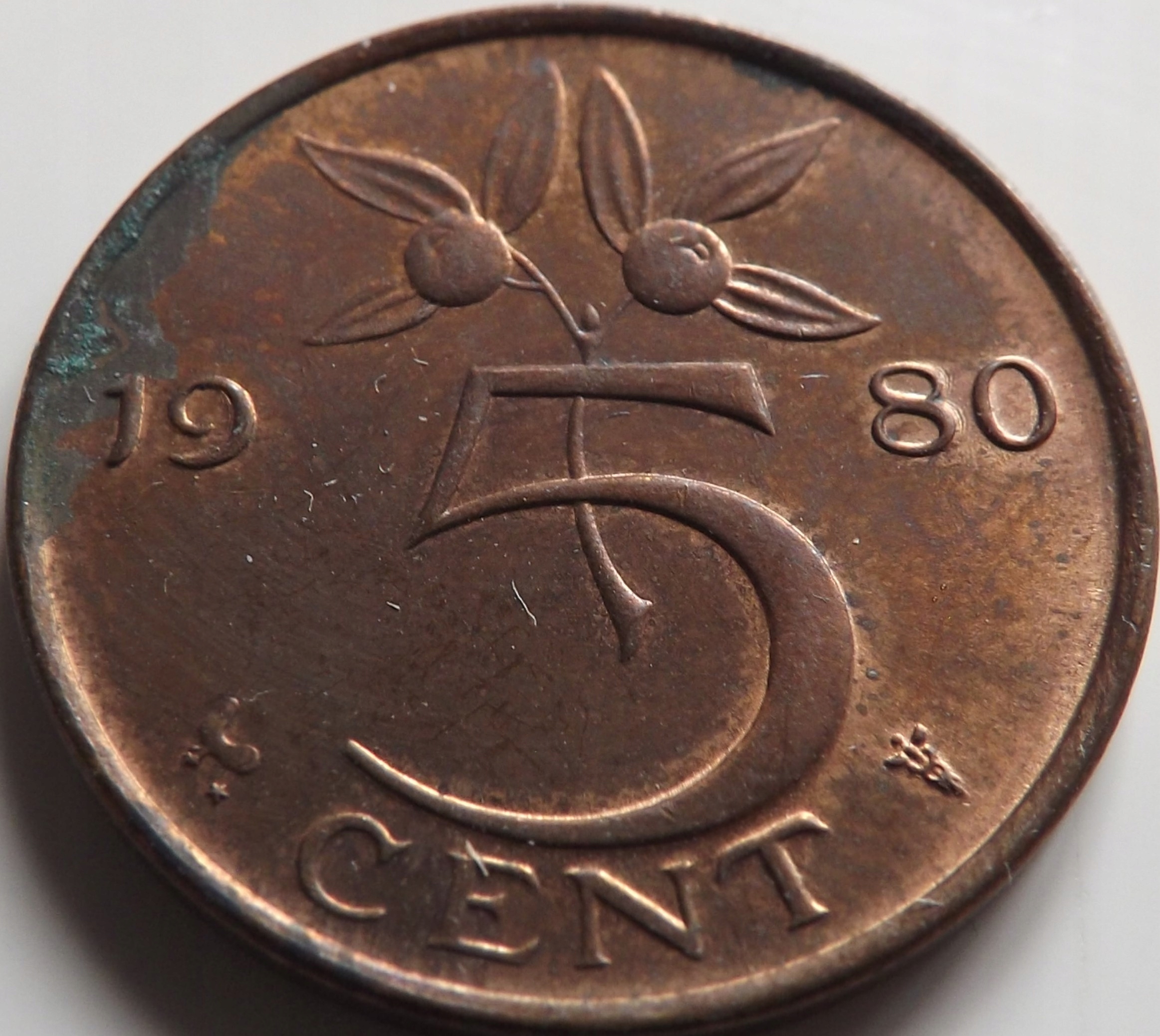 Holandia 5 centów 1980 st. 2+