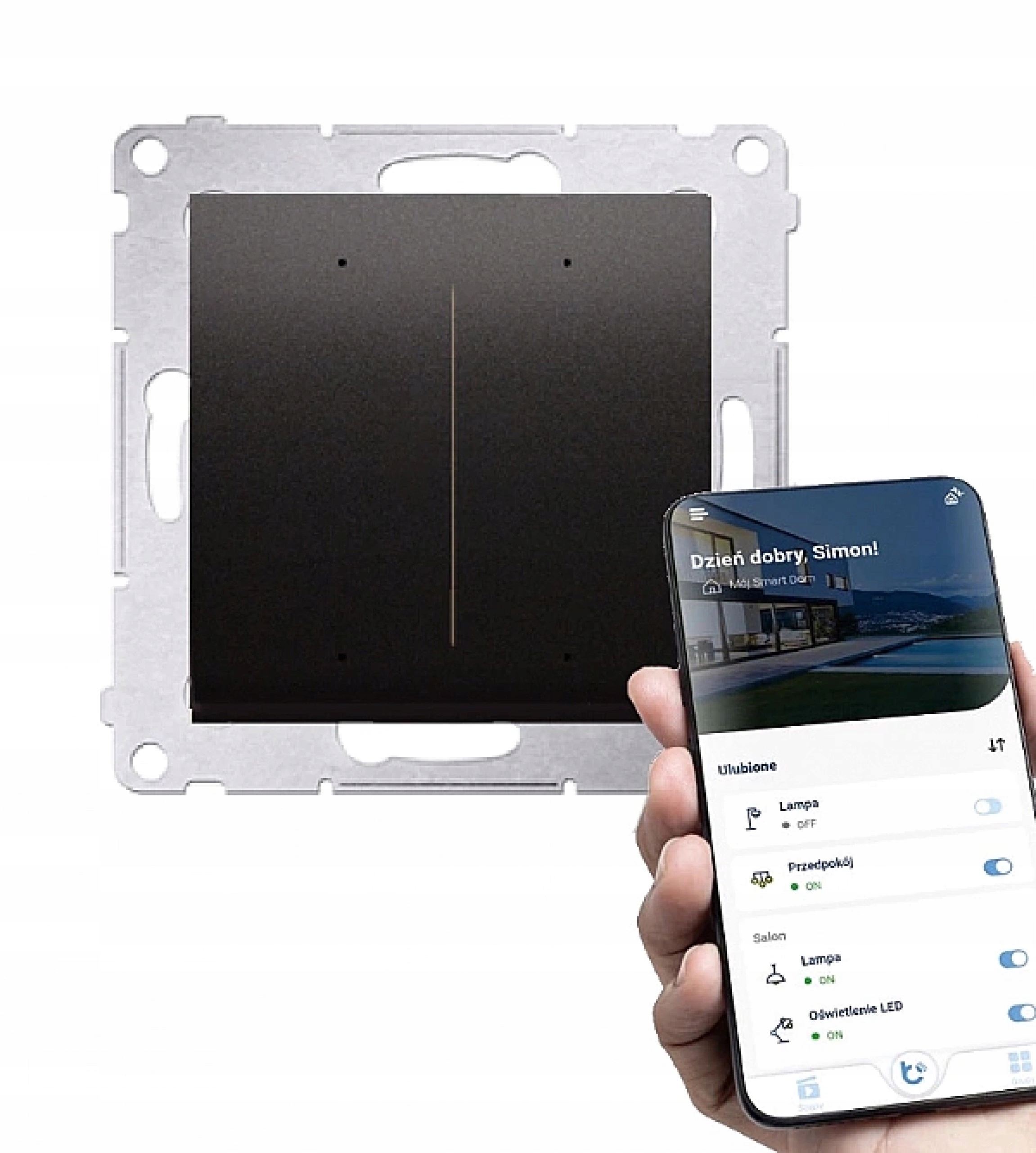 Simon 54 Go Dvojitý ovládač svetla ovládaný smartfónom Wifi, čierny