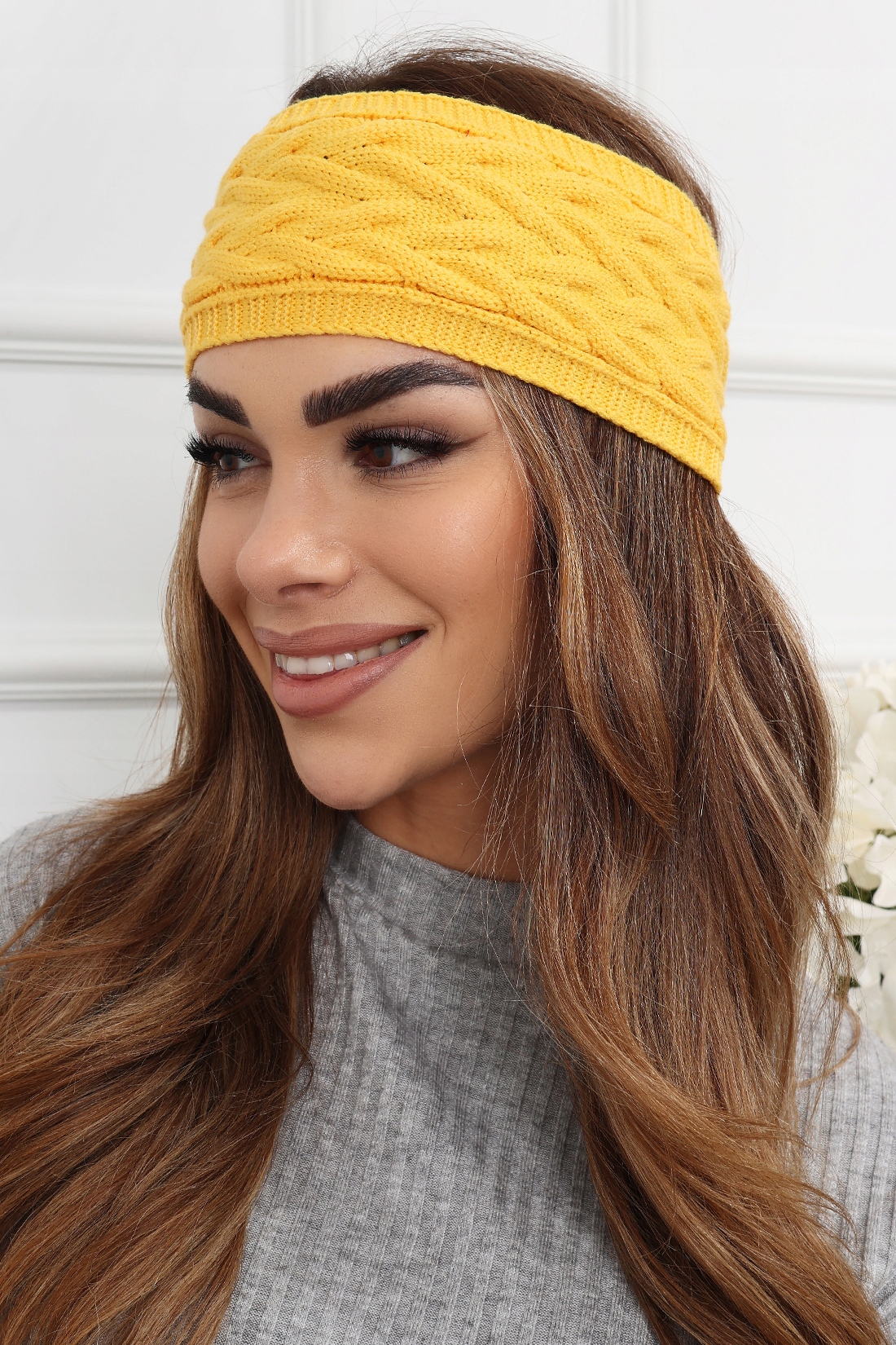 OPASKA DAMSKA NA GŁOWĘ USZY NAUSZNIKI TURBAN CZAPKA CIEPŁA SZEROKA ŻÓŁTA Marka inna