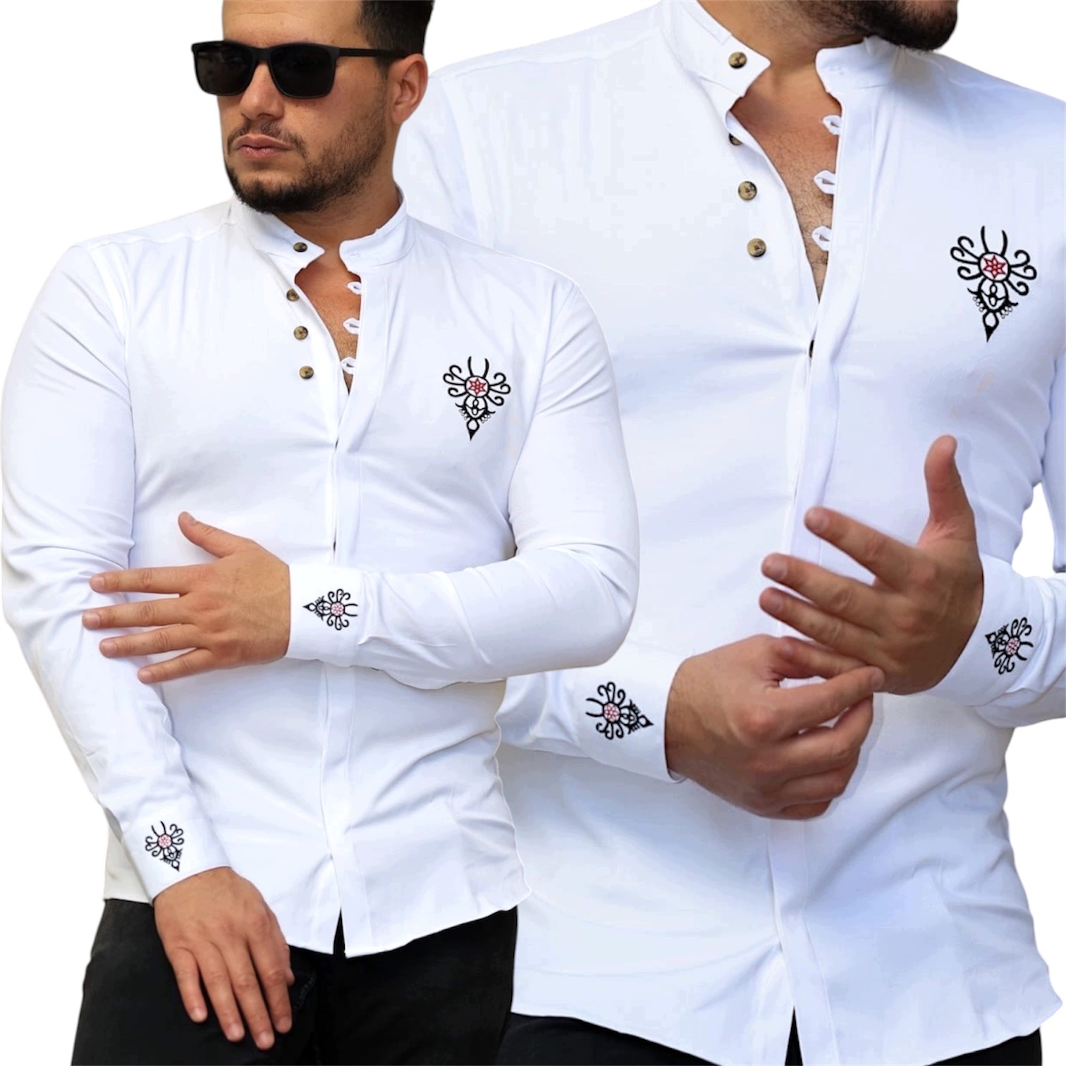 Pánská košile Bílá Elegantní Výšivka Horalská Parzenica Štědrý den XXL