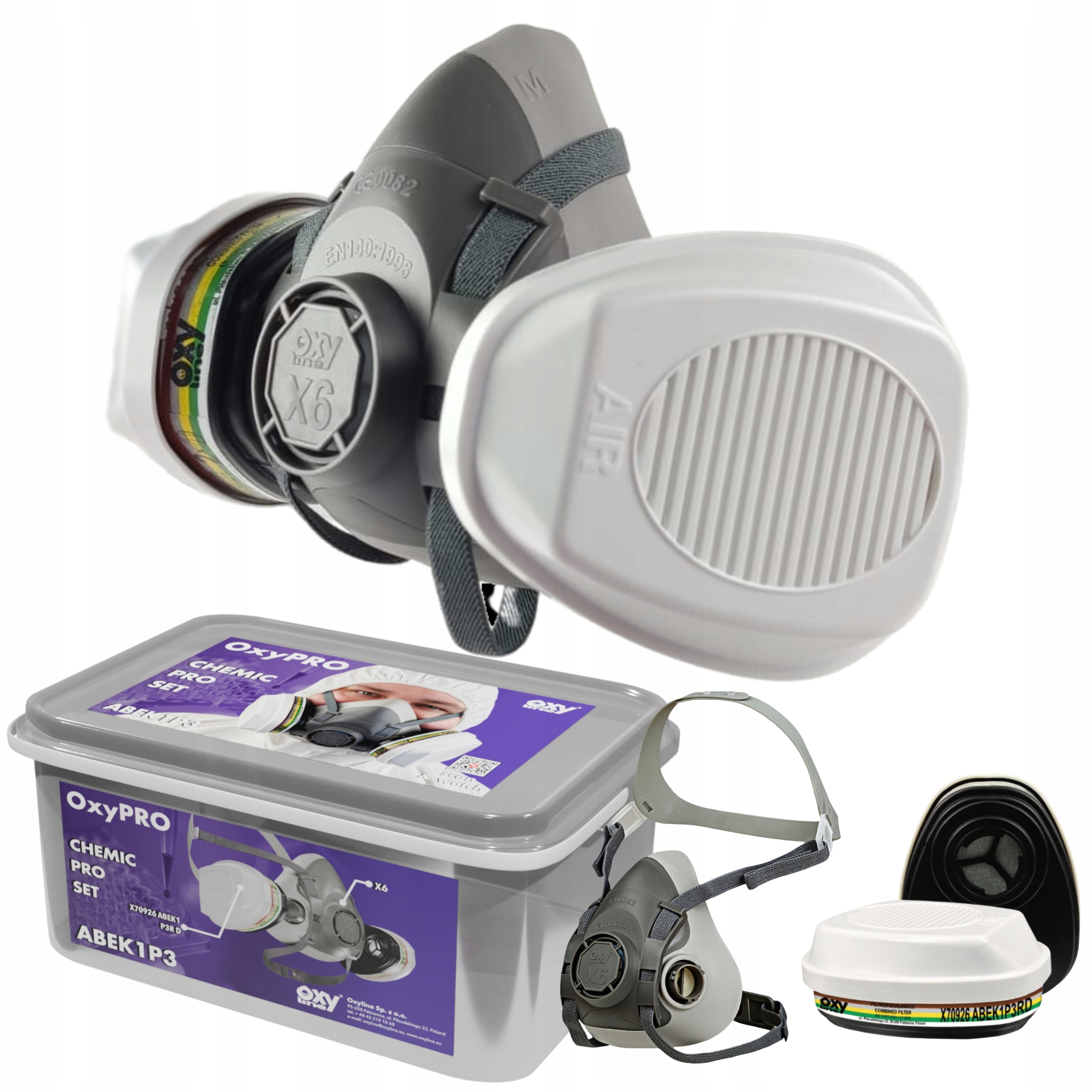 Chemická maska Pesticidy Oxyline Plynová Postřikovač Filtropohlcovač A2 P3 Ce