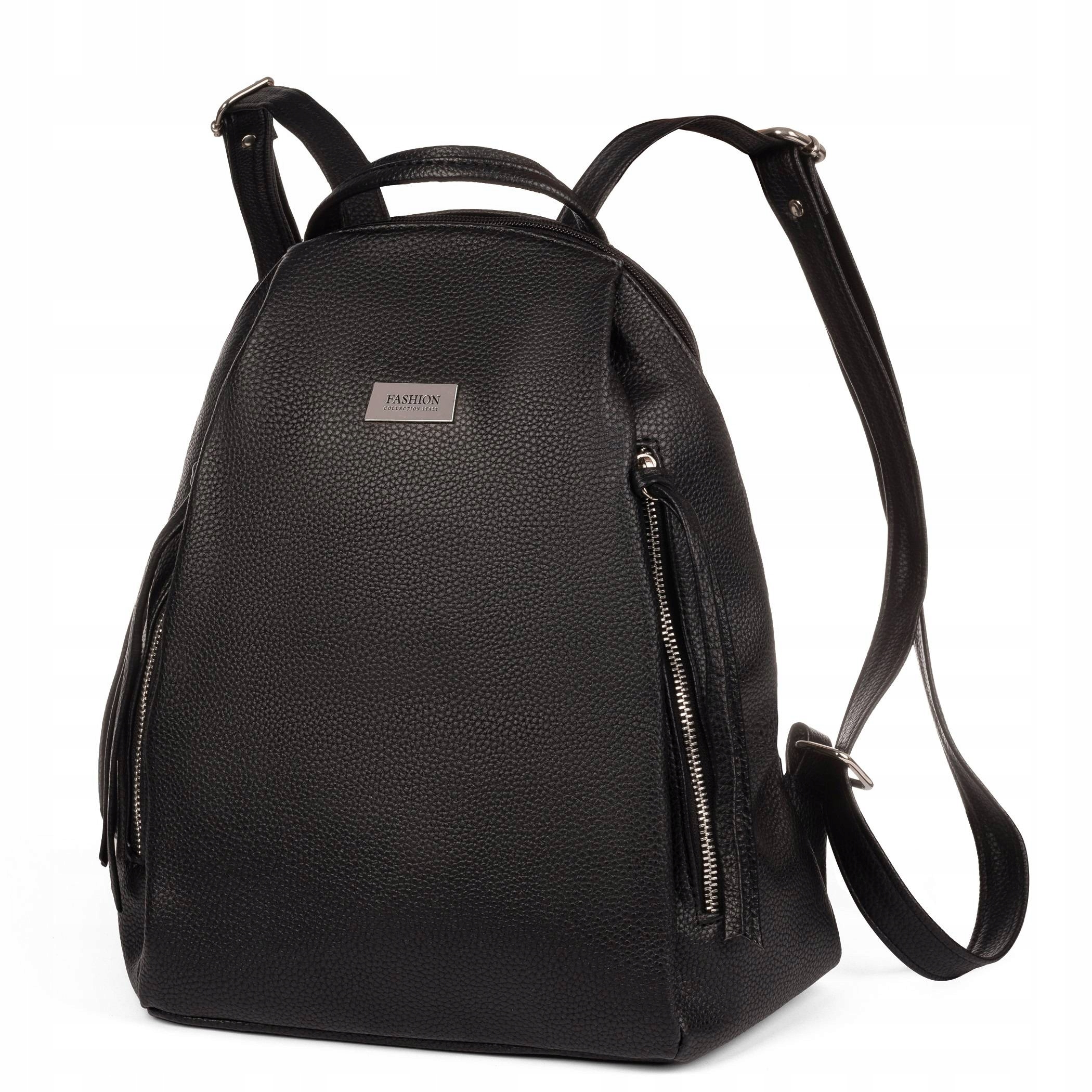 Batoh Elegantní Klasický Batoh Eko Kůže Přes Rameno Černý