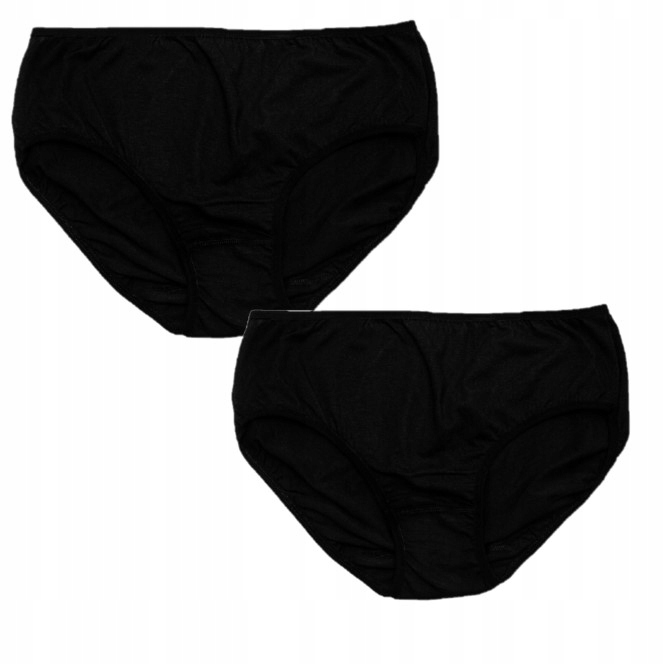 

2X Figi Damskie Wysoki Stan Czarne Z Bawełny -XL