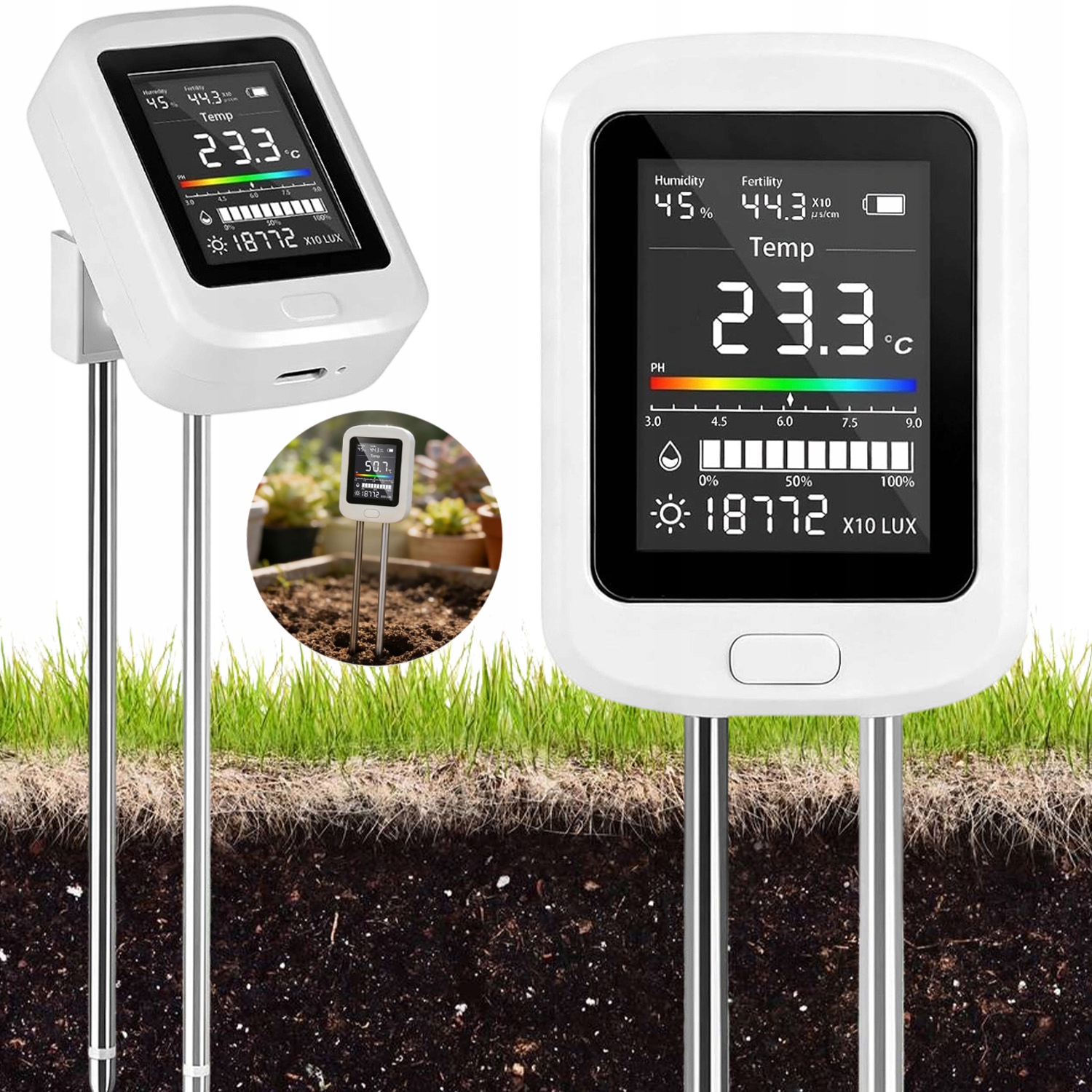 Kyseloměr Půdní Tester Kyselosti Zeminy, Měřič Půdy 6V1