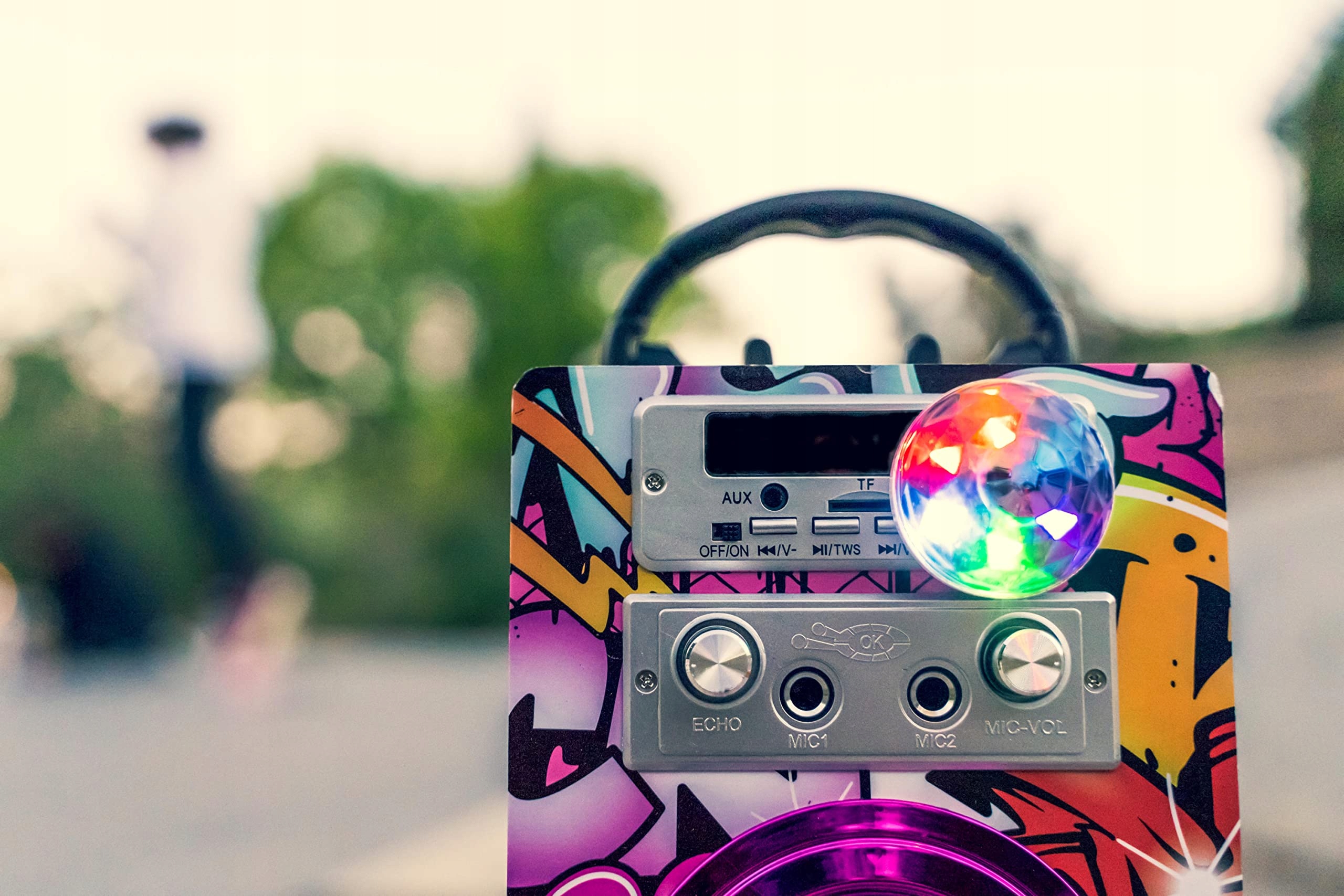 DYNASONIC Karaoke Dla Dzieci Z Mikrofonami Bluetooth USB SD Lampa — miniatura 8