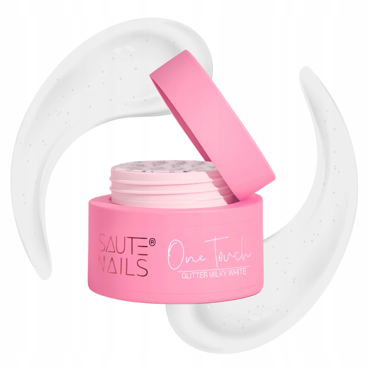 Saute Nails One Touch Glitter Milky White 30g mléčný brokátový gel budující tvorbu