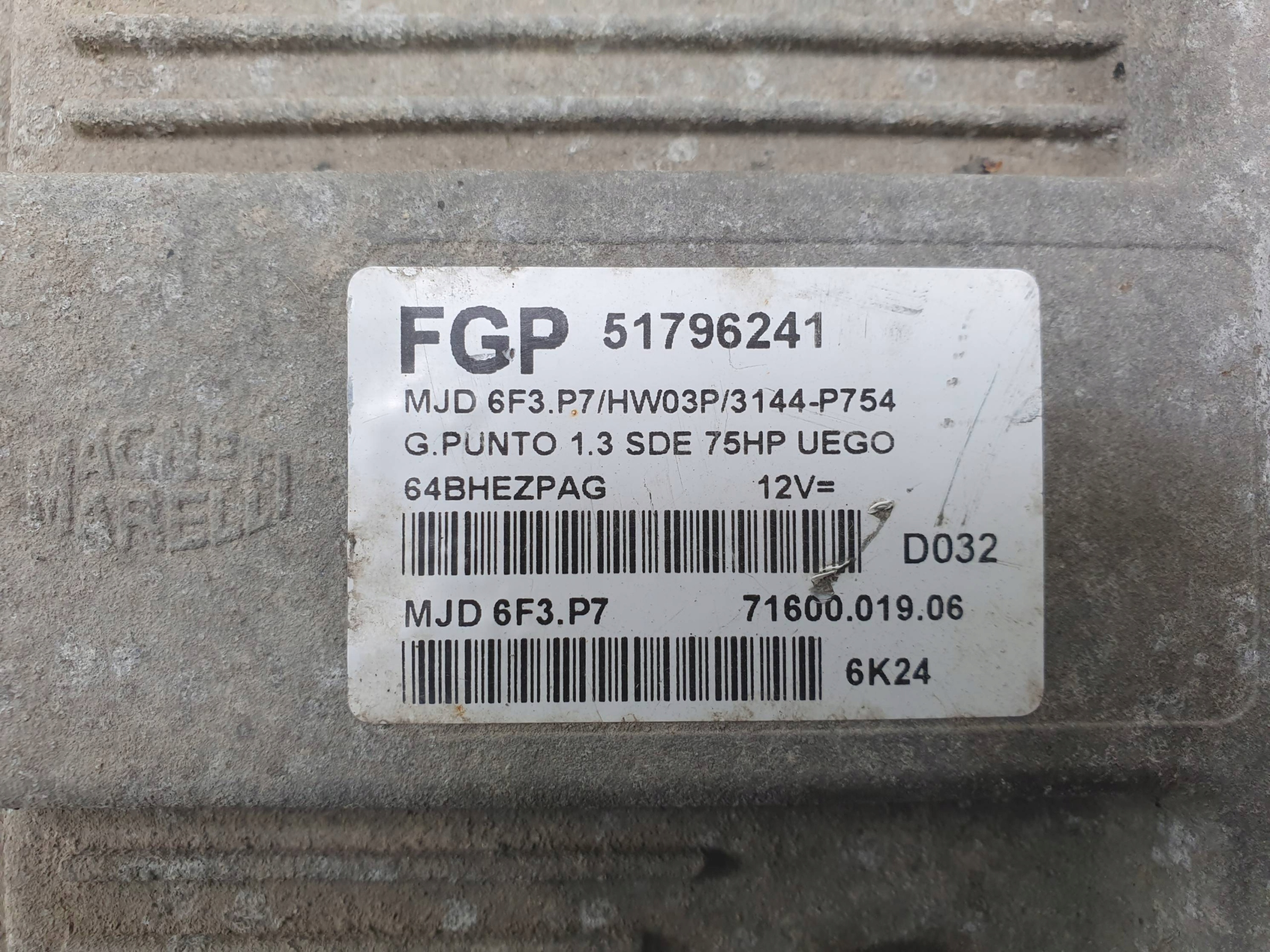 computer motore ECU 51796241 FIAT GRANDE PUNTO