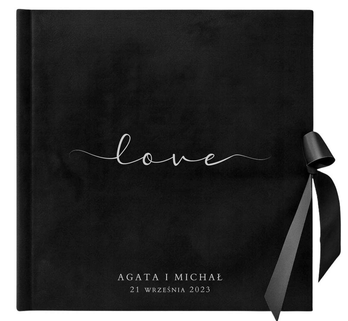 Černé svatební fotoalbum s 50 kartami, velurový Dárek na svatbu