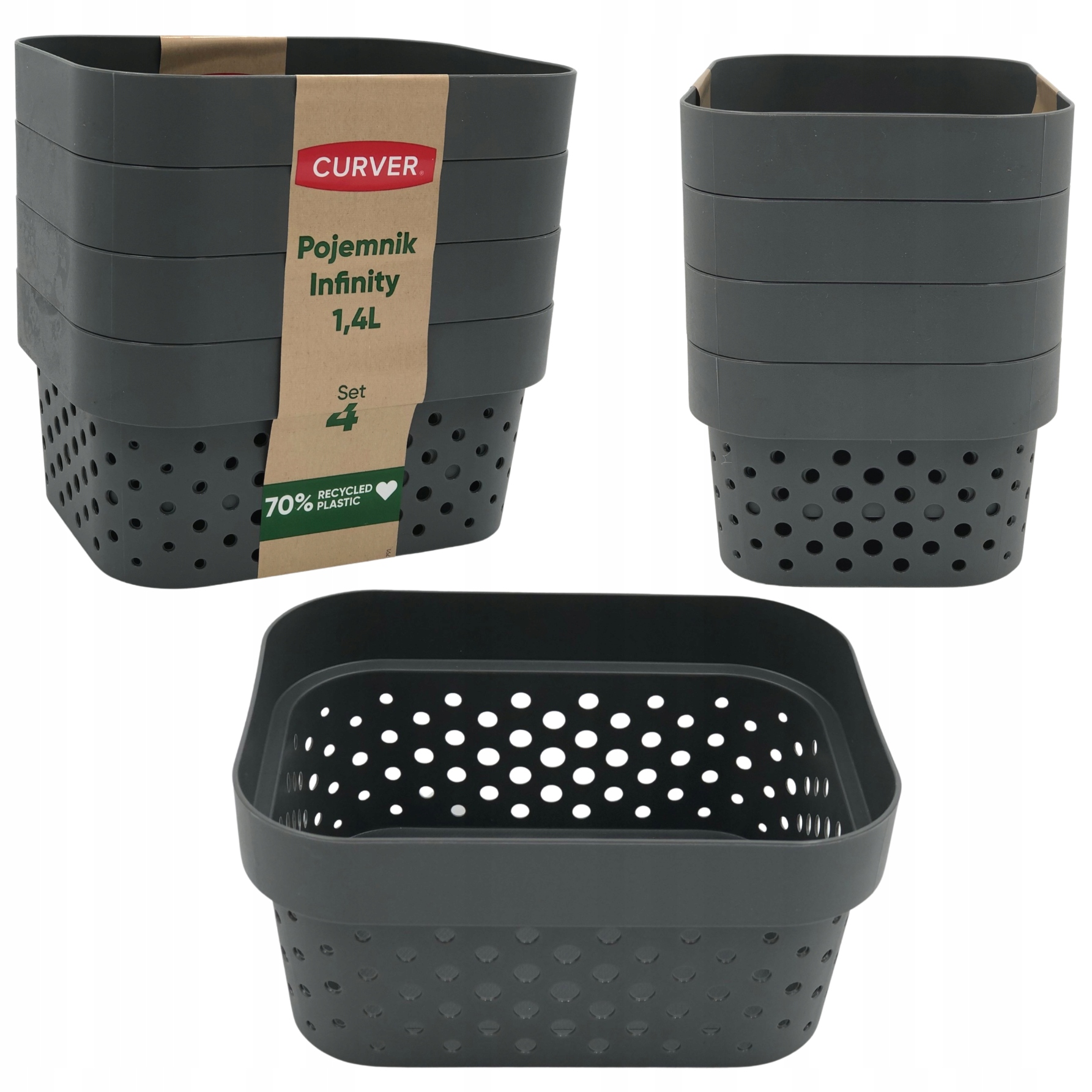 

Pojemnik Infinity Ażur 1,4L 4SZT Curver Szare