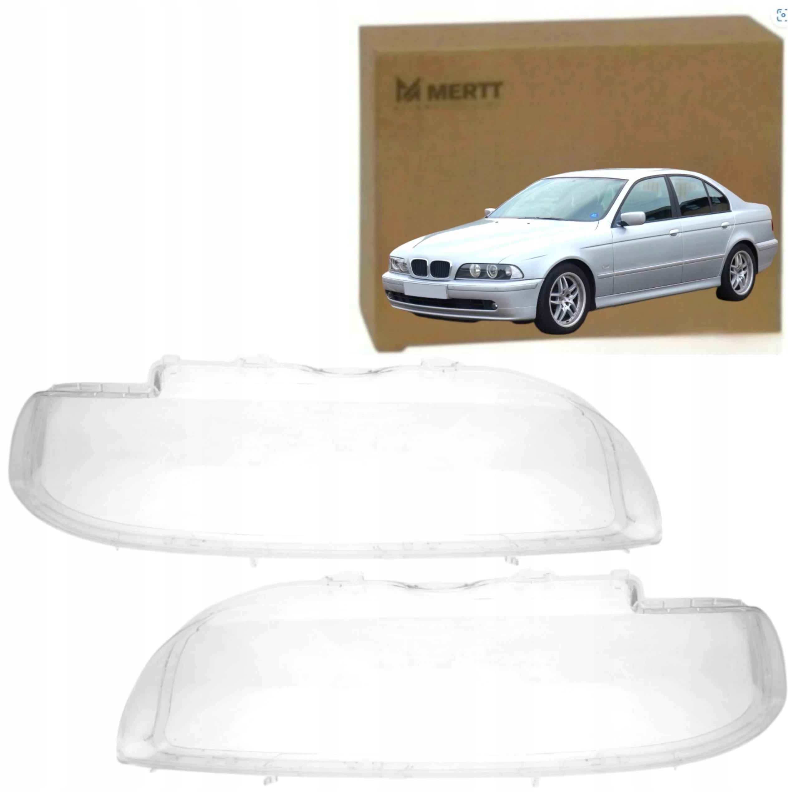 Sada x2 Stínidlo Pravé Levé sklo světlometu lampa Bmw 5 E39 2000-2004