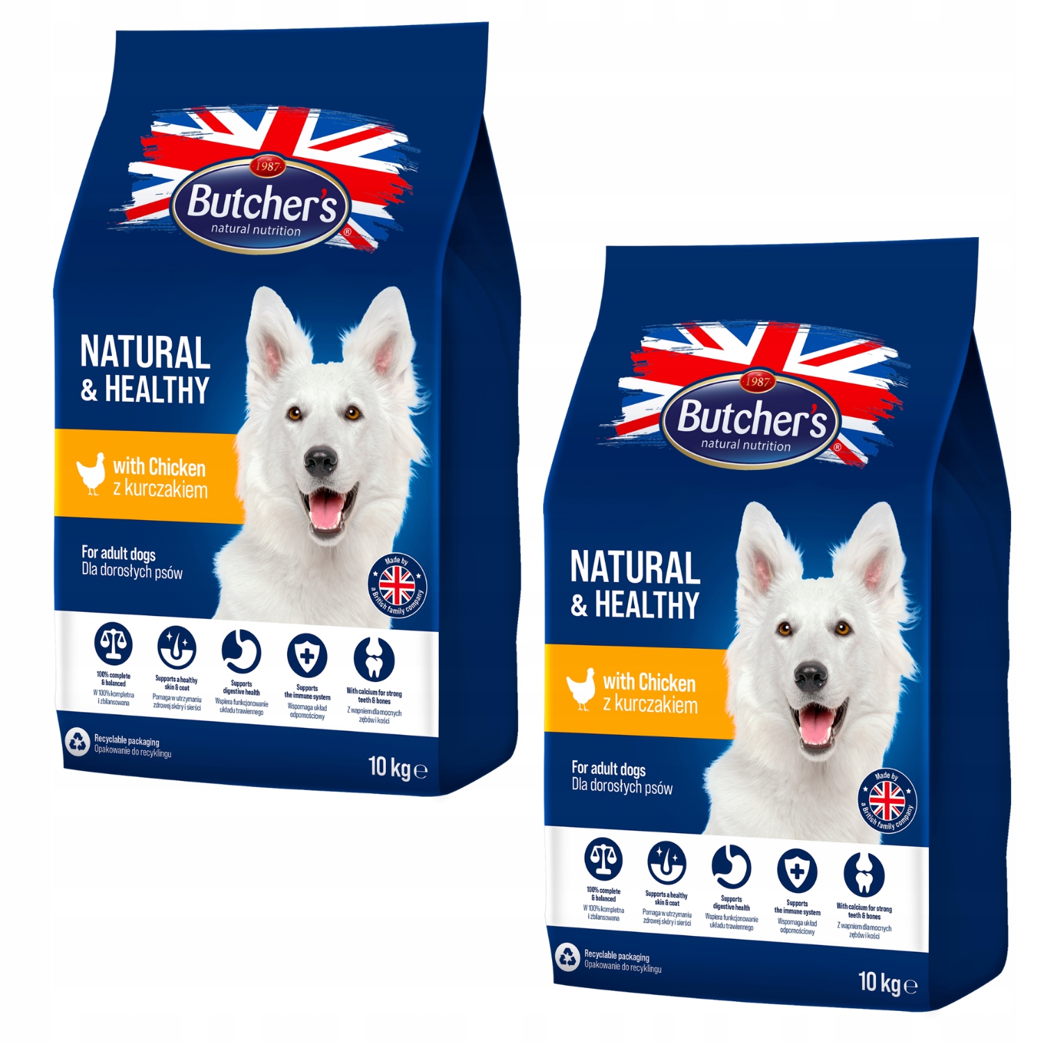 Butcher's Natural&Healthy sucha karma dla psa kurczak 10kg x 2szt