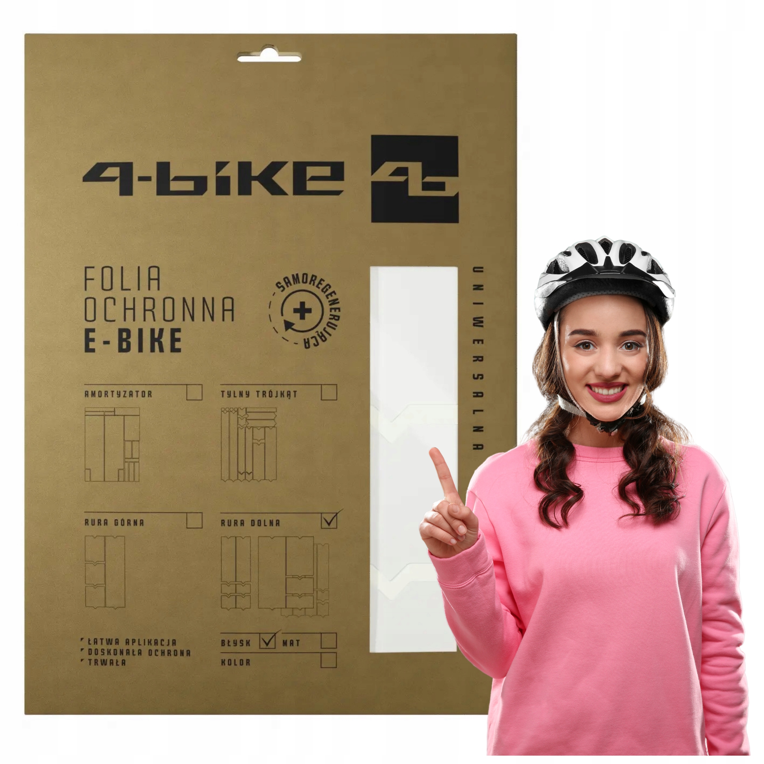 Folia ochronna na rower e-bike połysk backbone Rura dolna Samoreg.