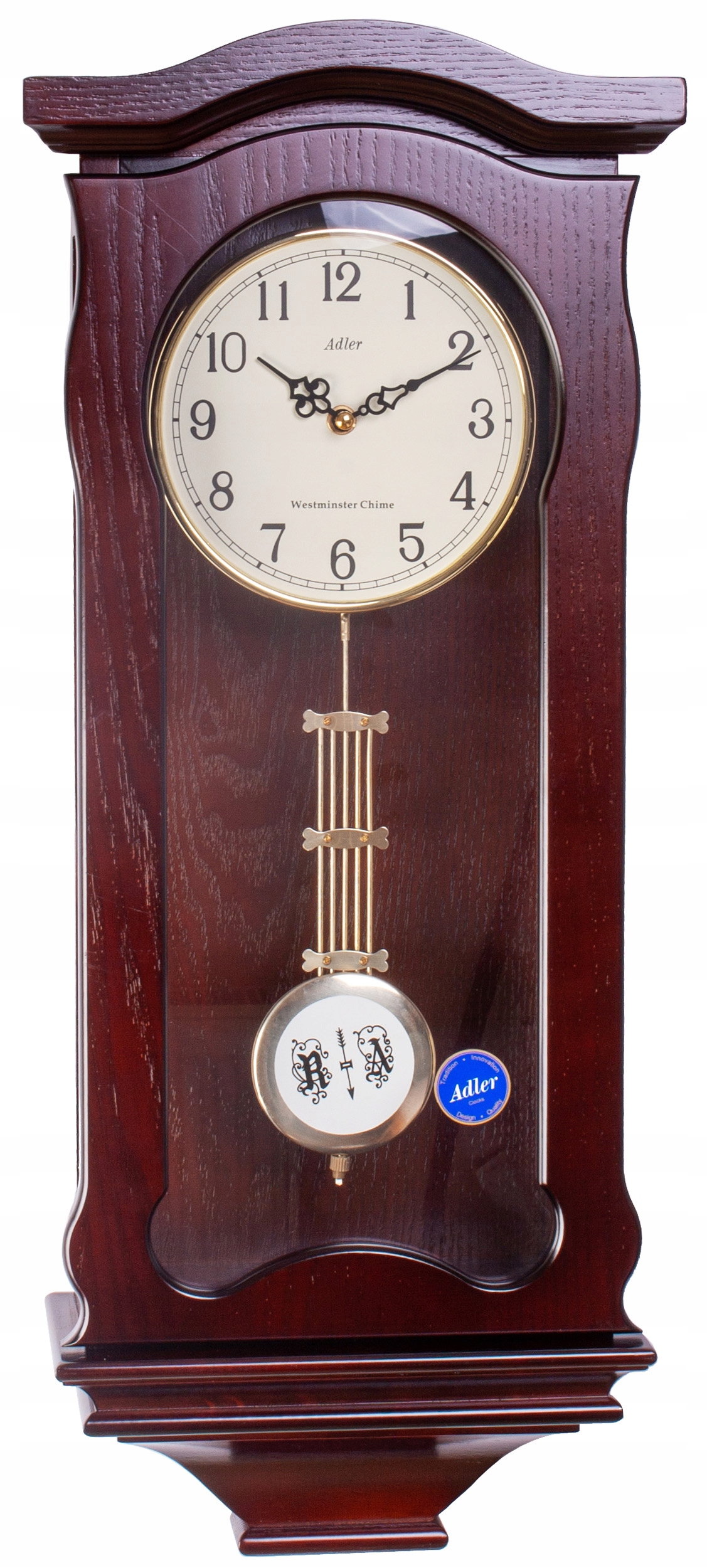 Zegar Ścienny Adler Melodia Kurant 20024 W 61 cm Orzech