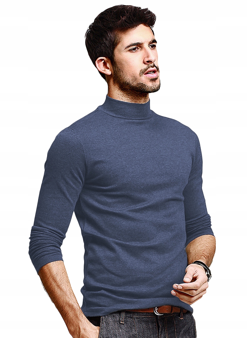 Elegancki półgolf sweter męski golf WXM 6XL jeans