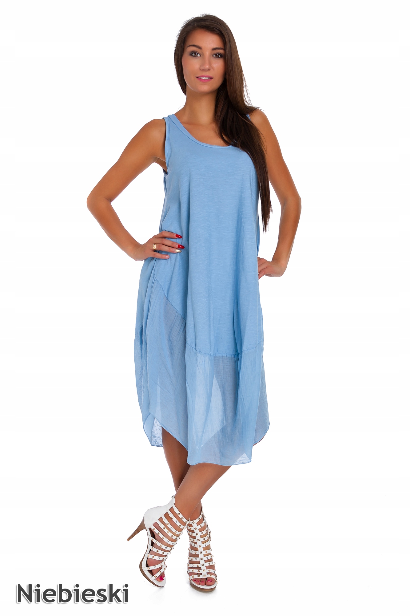 665_LETNIA ZWIEWNA SUKIENKA oversize PLAŻOWA Kolor wielokolorowy