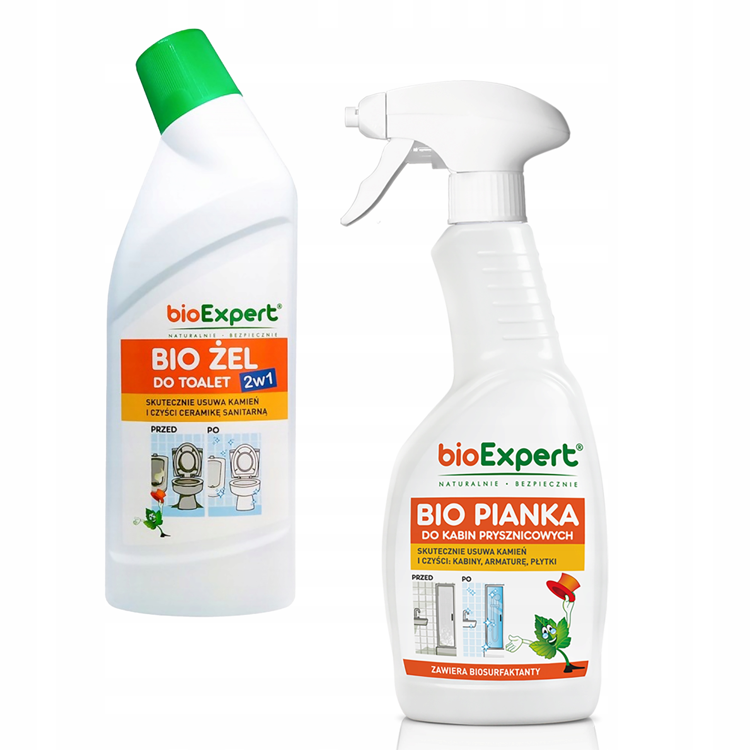 Zestaw: EKOLOGICZNA bioPIANKA DO KABIN PRYSZNICOWYCH 0,5L + bioŻEL WC 0,75L