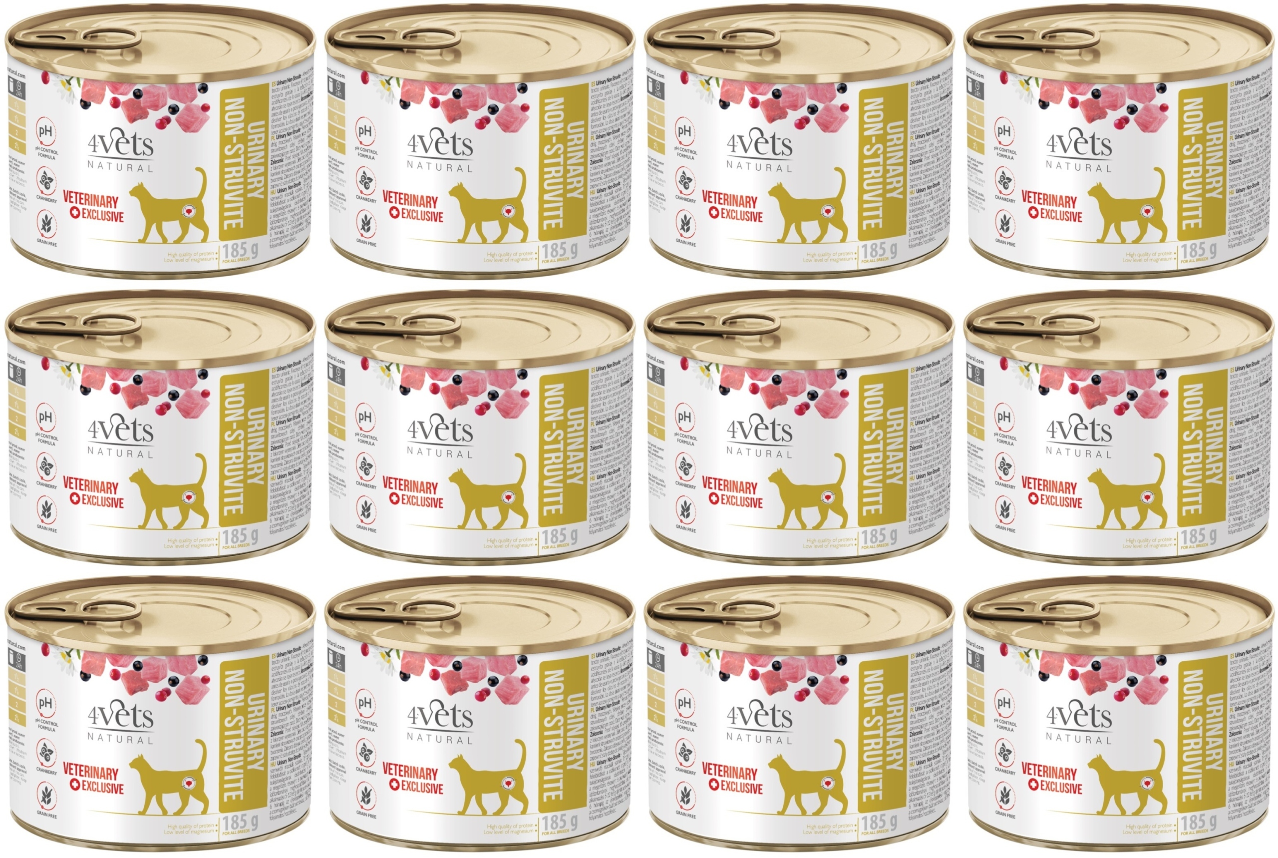 Levně 4Vets Natural kočičí močový trakt 12 x 185 g