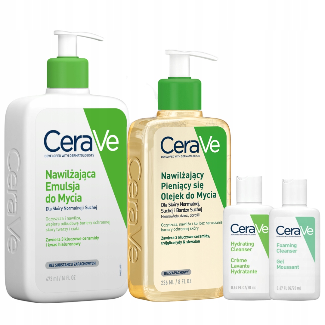 CeraVe Emulsja Nawilżająca do Mycia 473ml, Olejek do Ciała 236ml