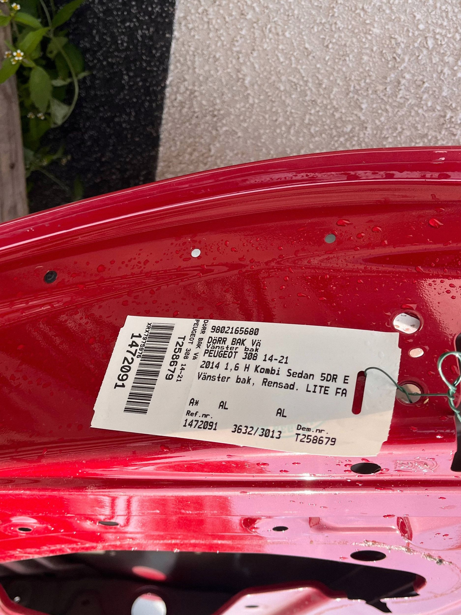 door rear. left side PEUGEOT 308 T9 980216680 @M