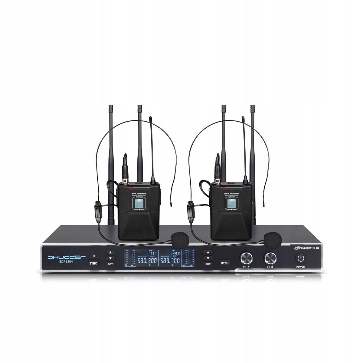 Mikrofony Shudder 2 náhlavní mikrofony v sadě Bodypack klip SDR1804