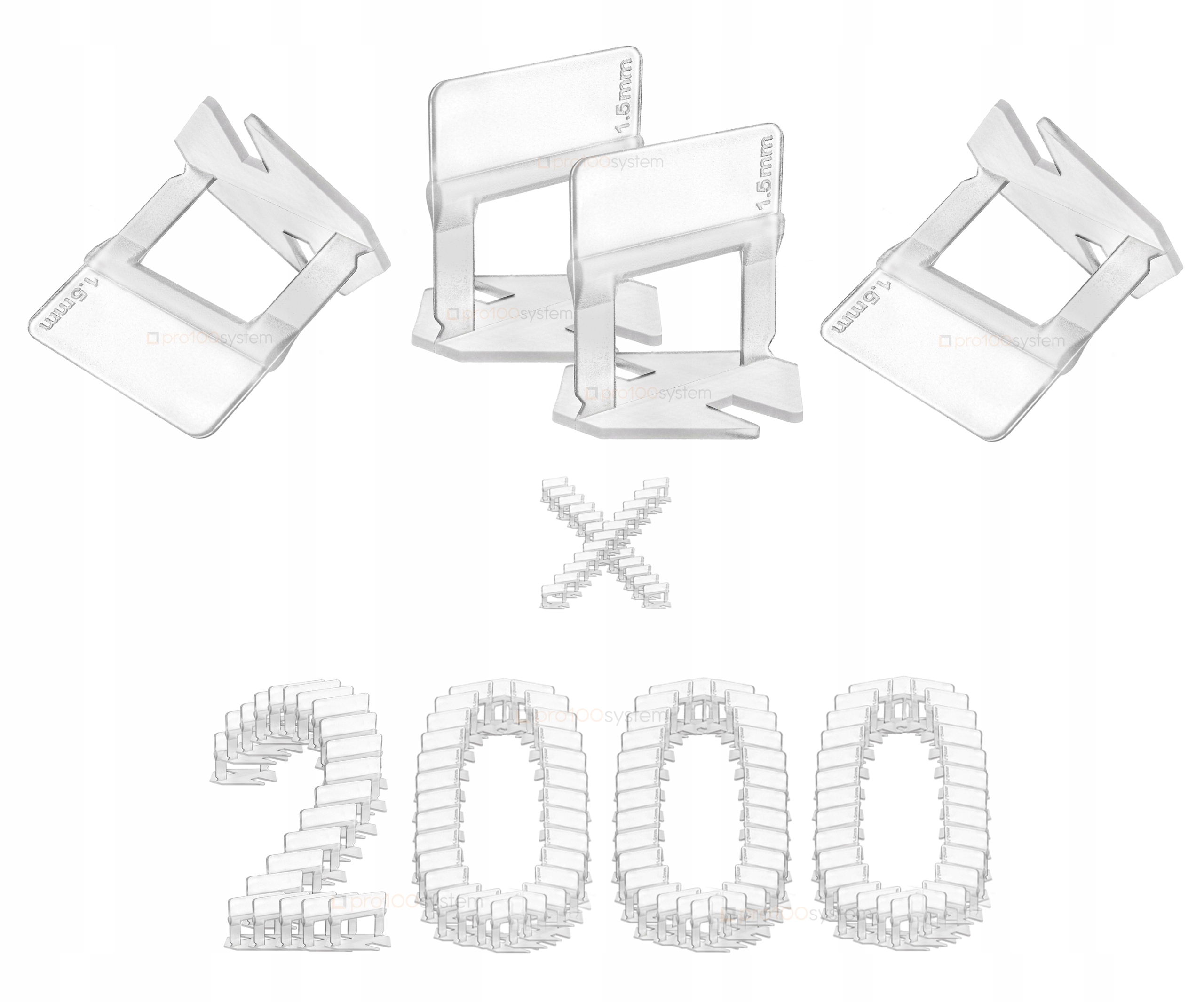 

2000szt Mocny System Poziomowania Płytek 1,5mm