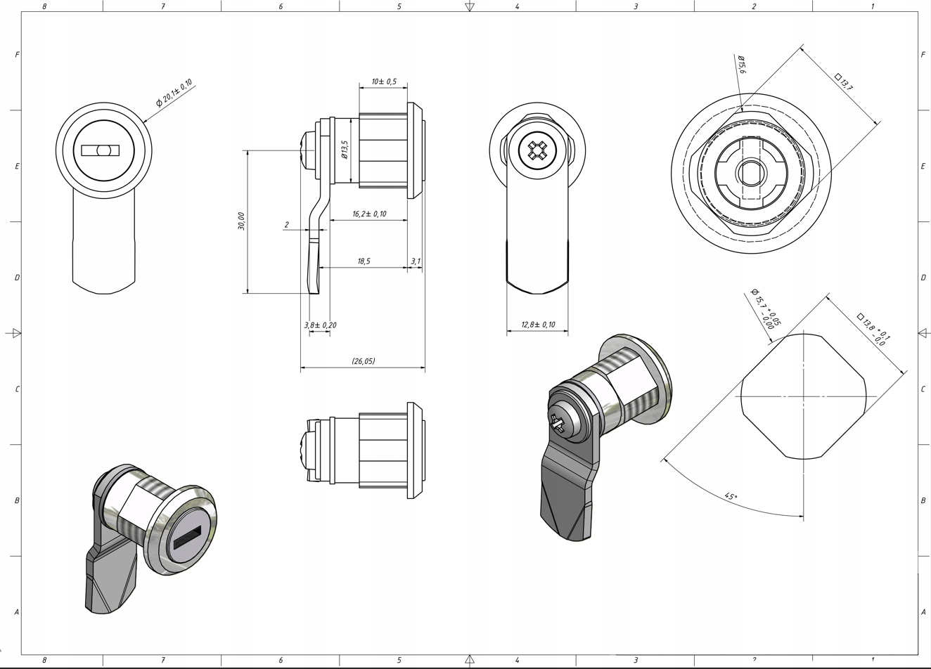 ZAMEK KRZYWKOWY DO SKRZYNKI NA LISTY POCZTOWEJ KASETOWY JEDEN KOD "834" Marka Euro-Box