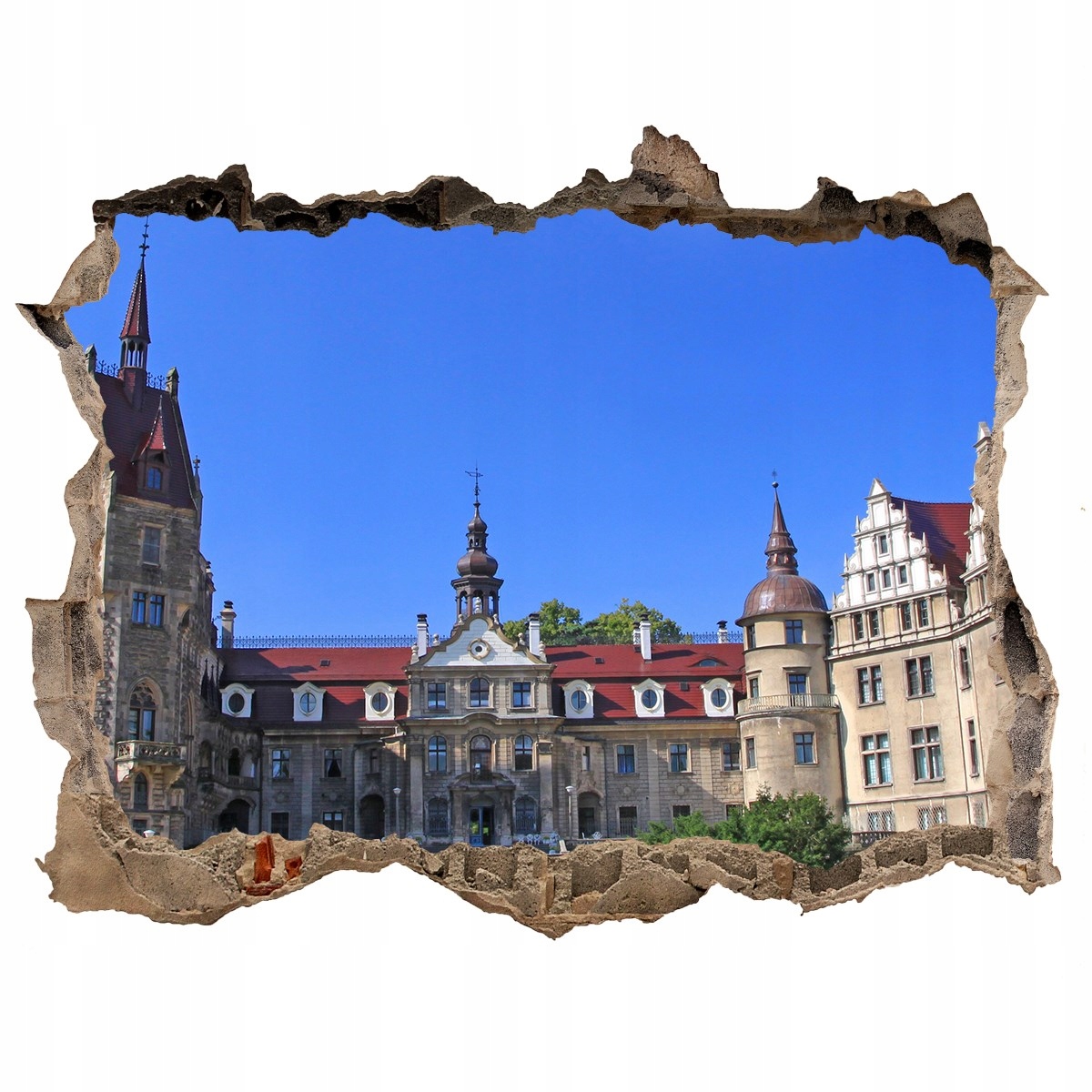 

Fototapeta dziura na ścianę 3d Zamek Moszna Polska