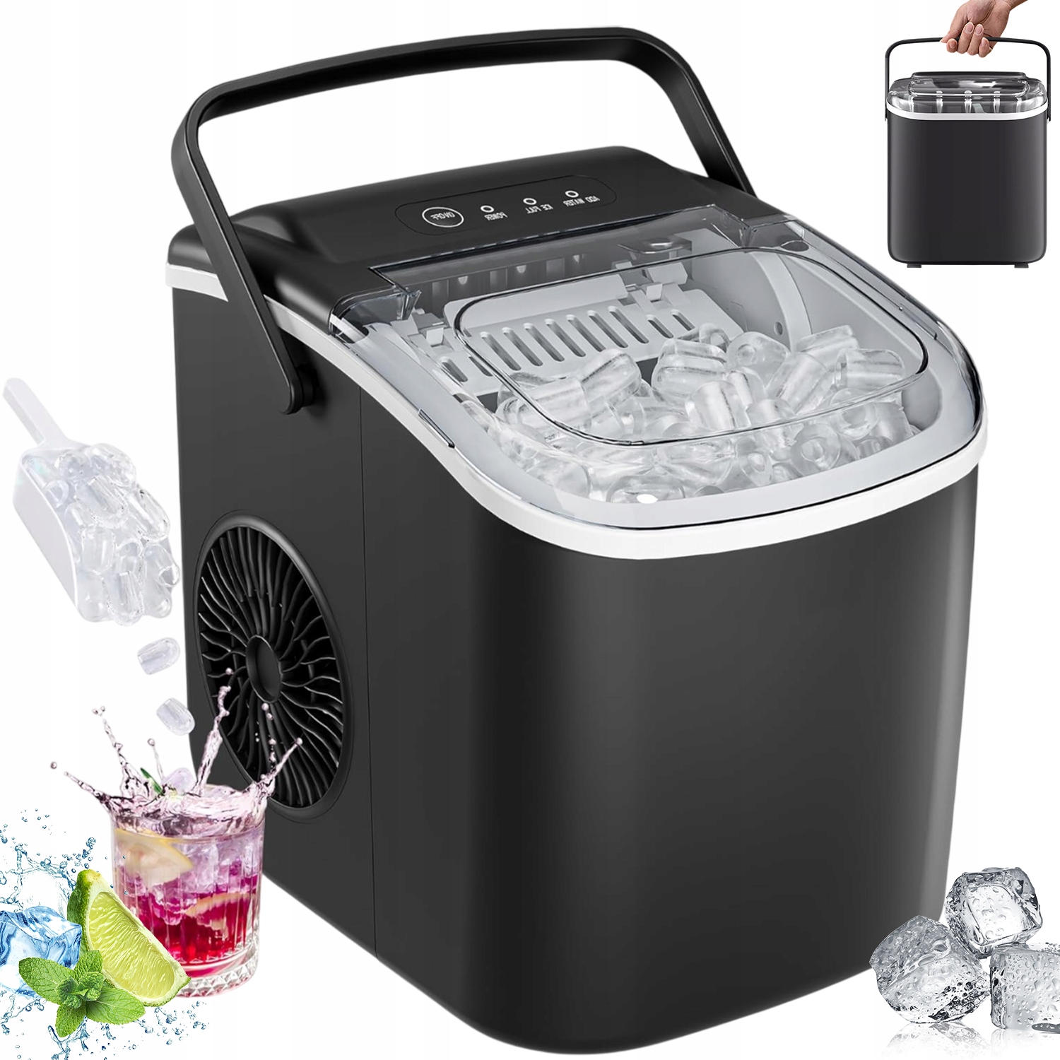 Domácí Výrobník Ledu Stroj Na Kostky 12 kg Expresní Led Na Nápoje