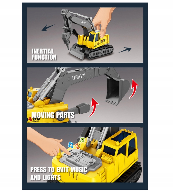 KOPARKA GĄSIENICOWA OBROTOWA KABINA EFEKTY ŚWIETLNE I DZWIĘKOWE Marka For Fun