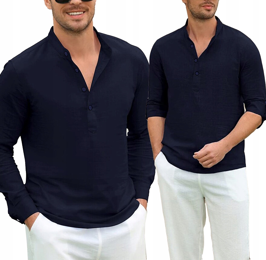 Pánská Košile Se Stojáčkem Vzdušná z bavlny na léto