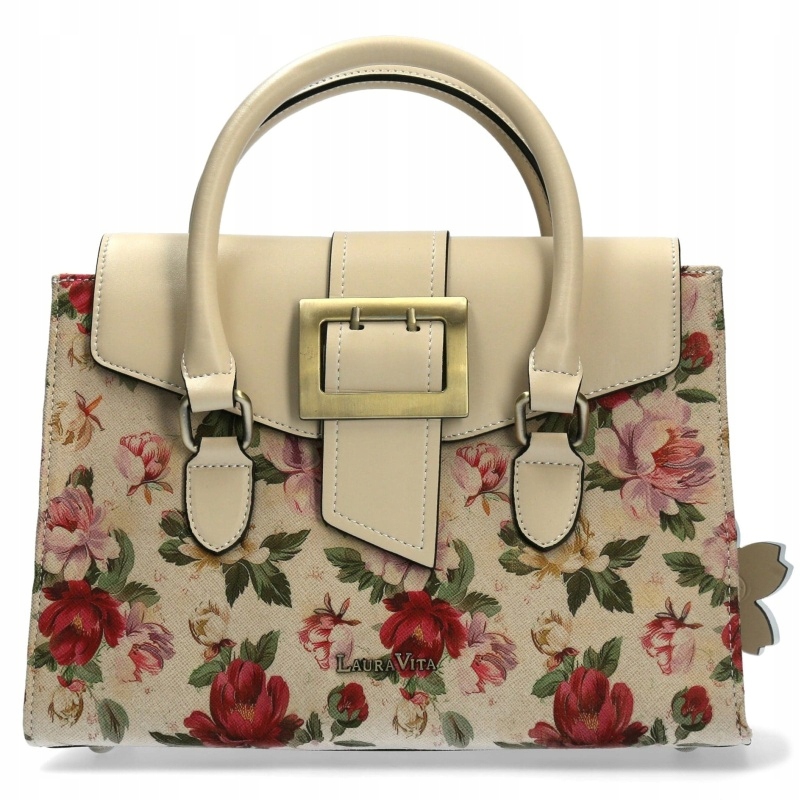 Laura Vita Andarta 05 HM1853-8S Beige dámská kabelka béžová s květinami