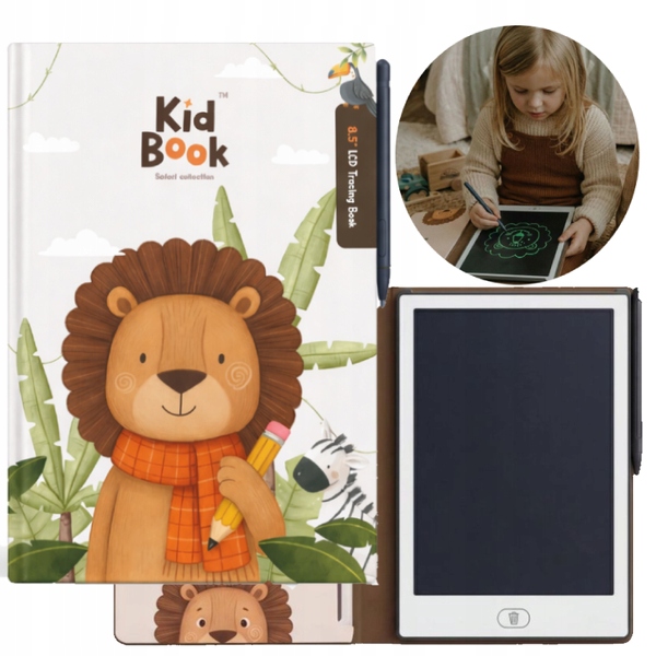 Rajztábla gyerekeknek munkakártyákkal szafari motívum KidBook Kidinex