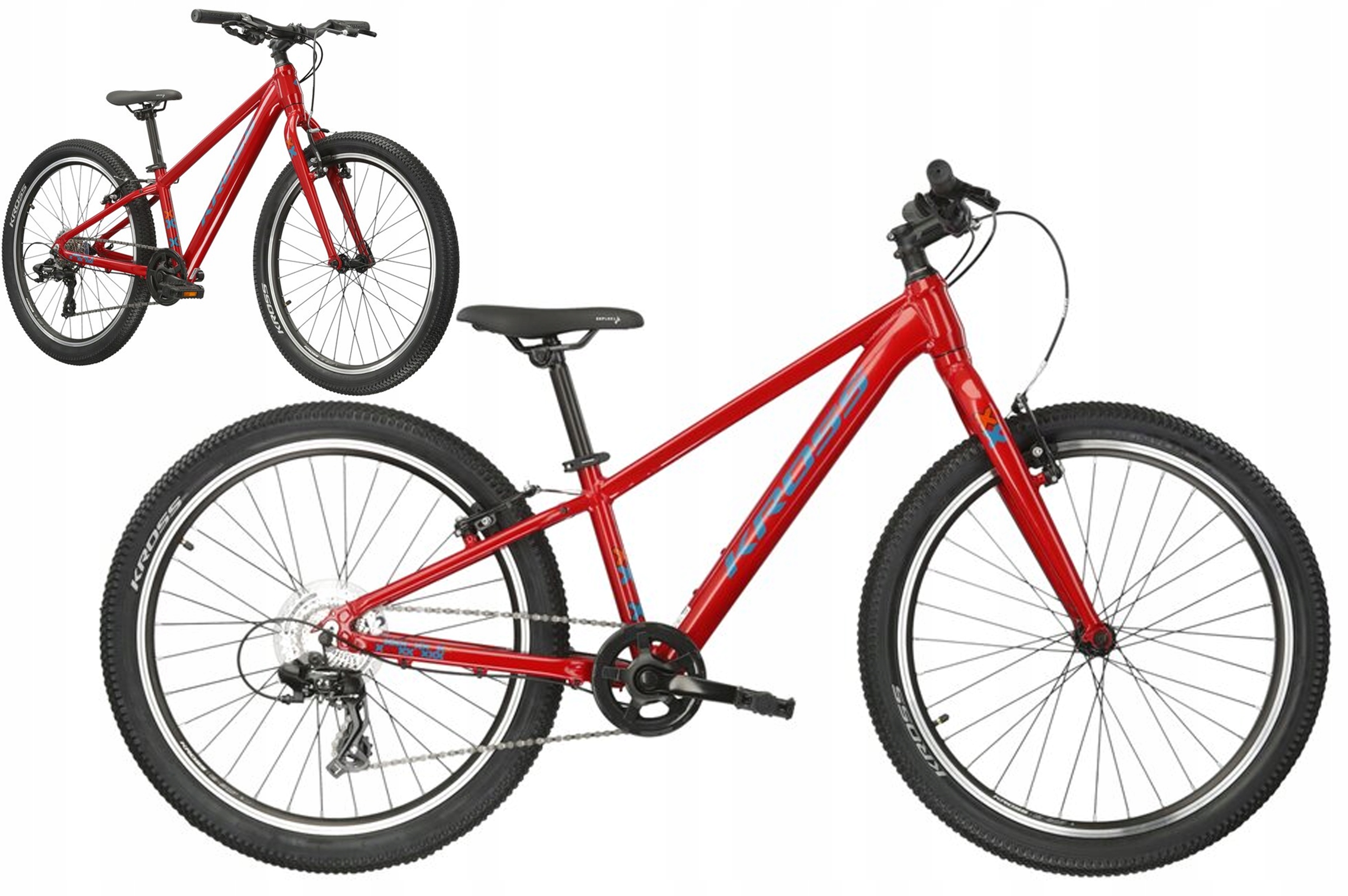 Rower dziecięcy 24" Kross Level Jr 1.0 rama M 12" czerwony morski R24