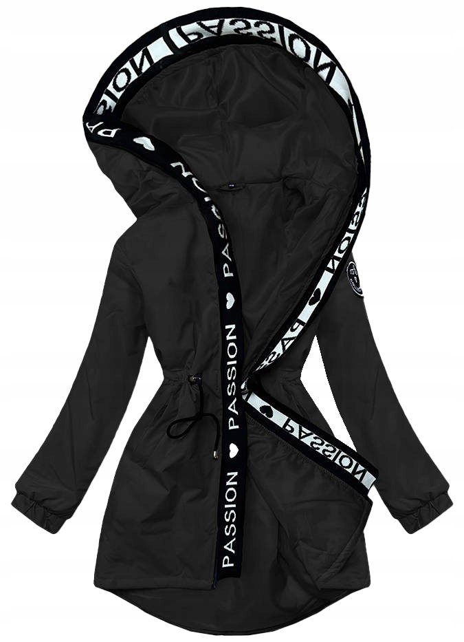 Volná Bunda S Kapucí B8080 Černá Xs (34)